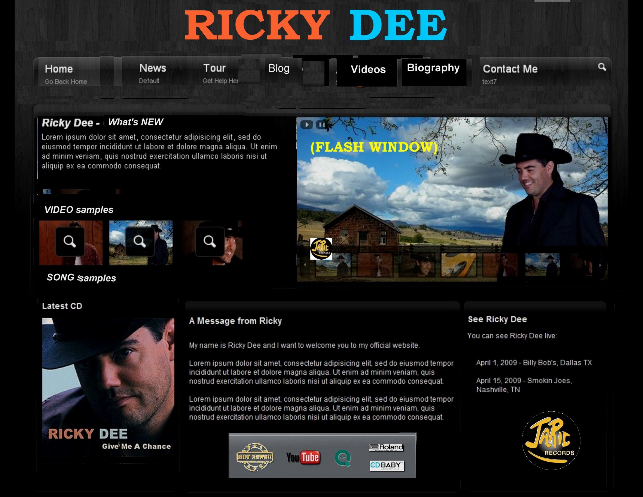 new Ricky Dee site screenshot to Jay 6-09.jpg