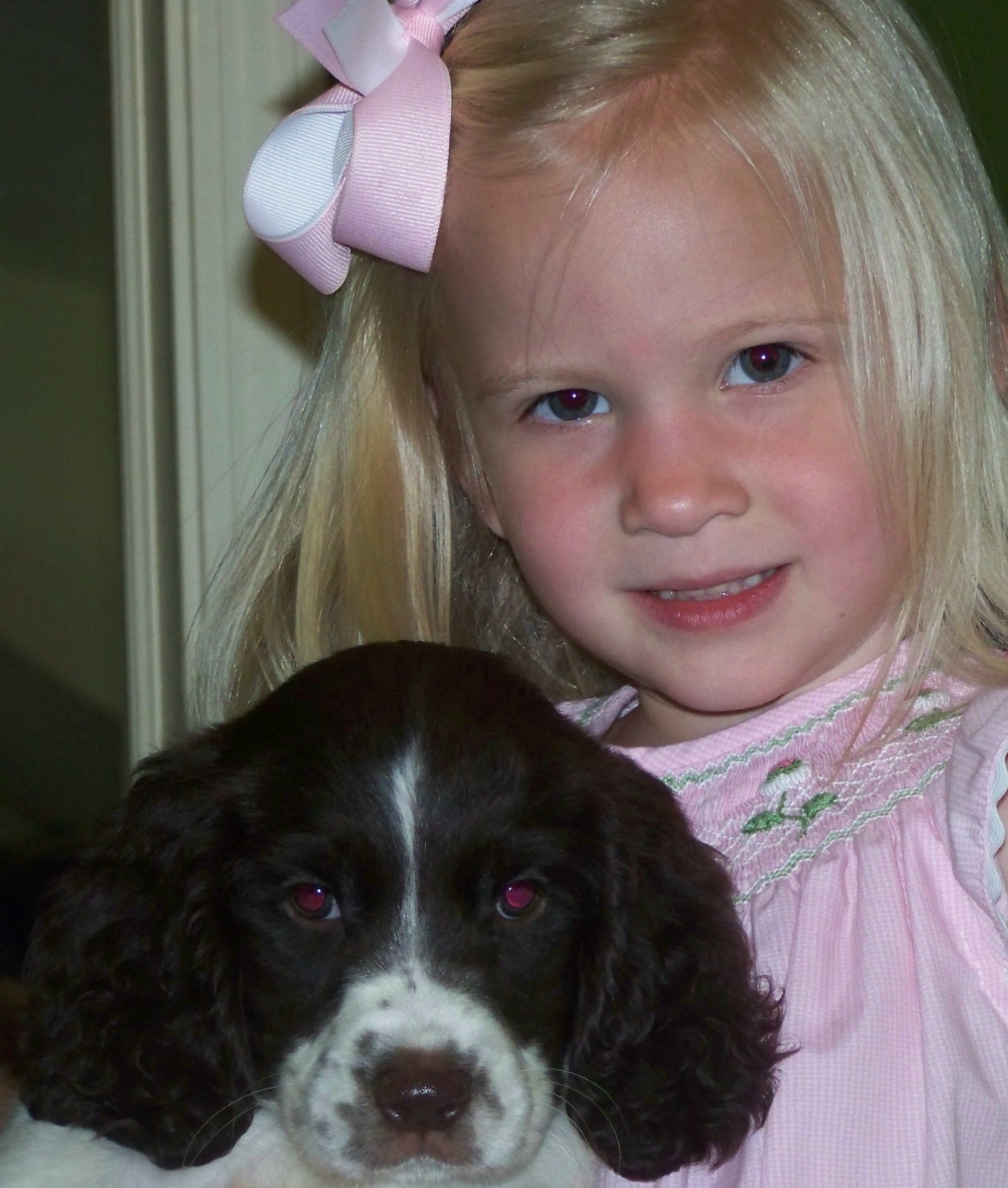 Maclaine at age 3 with Jazz, one of my mom's springers