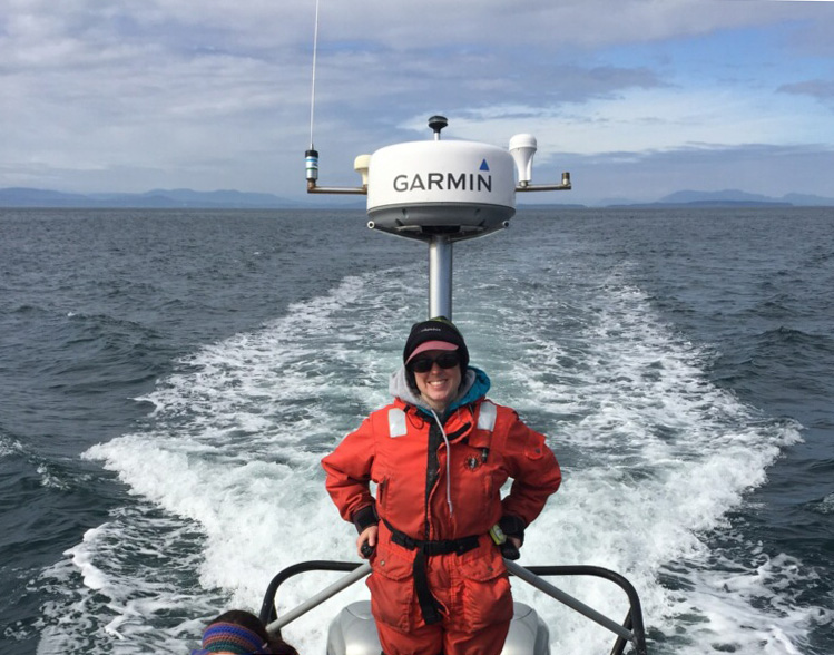 Me volunteering on a whale research boat in the San Juan Islands.