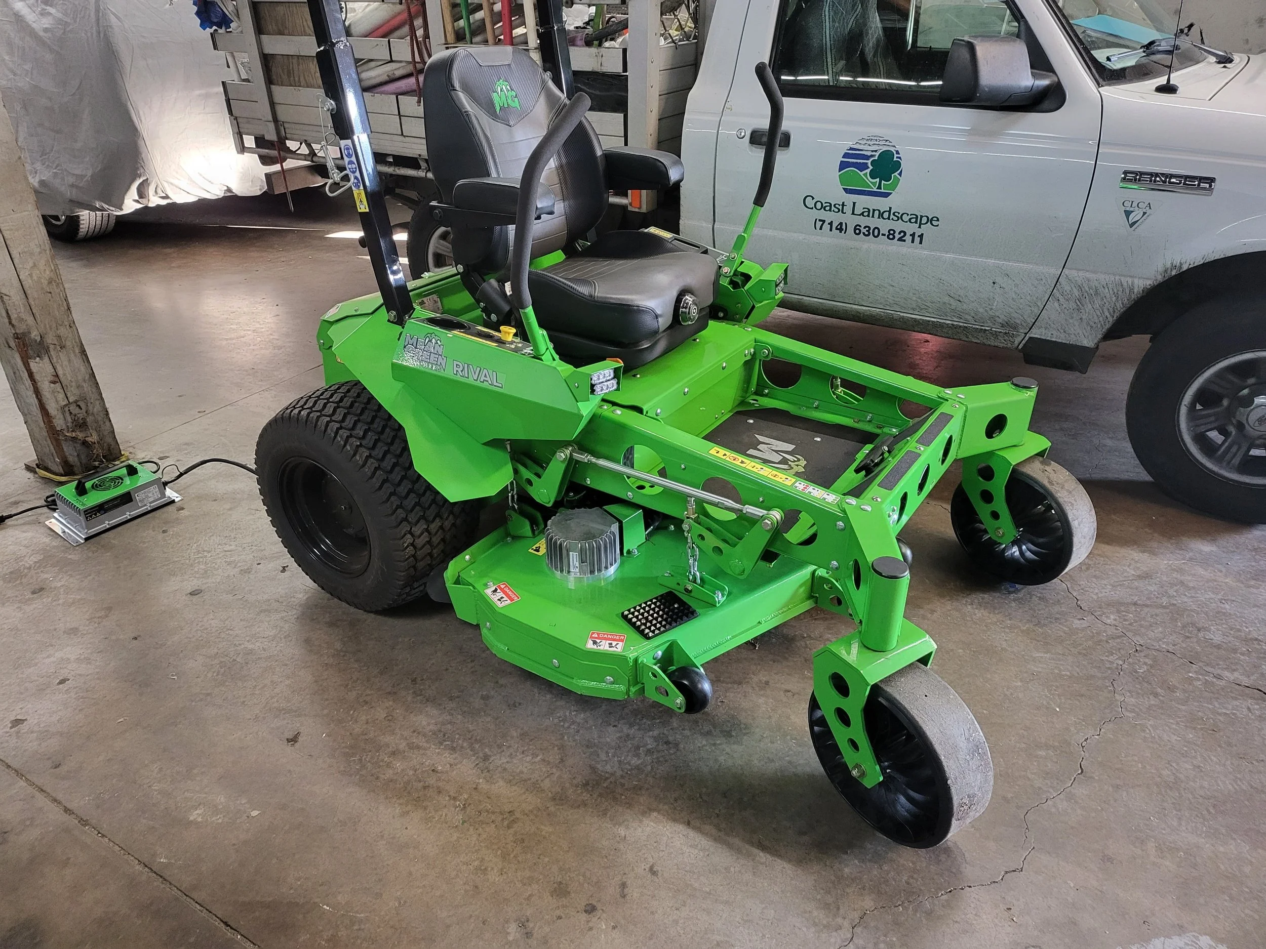 Were Going "Mean" Green with our first all Electric Mower