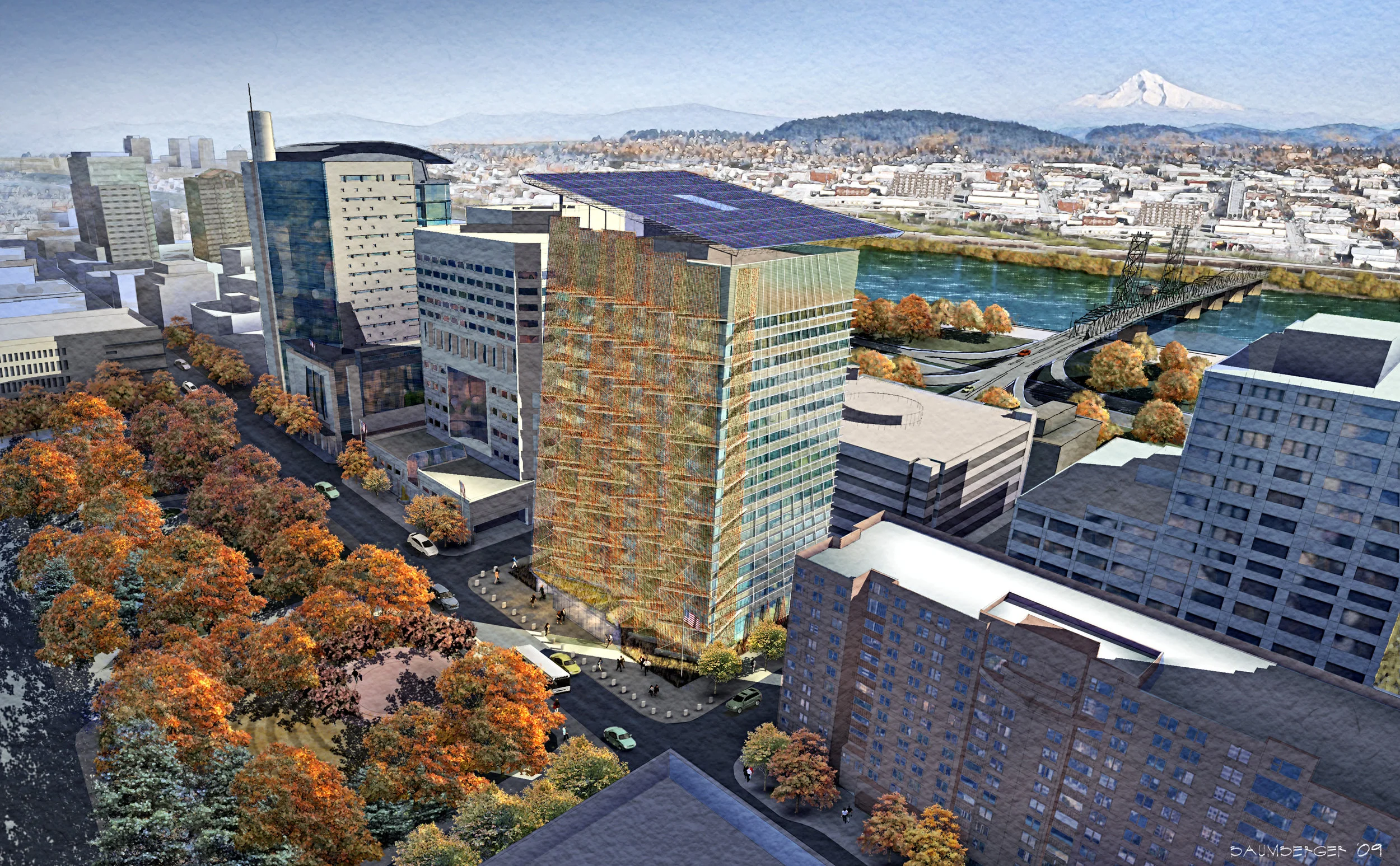 This is the “Autumn in Portland” aerial rendering, also created with only SketchUp and Photoshop.
