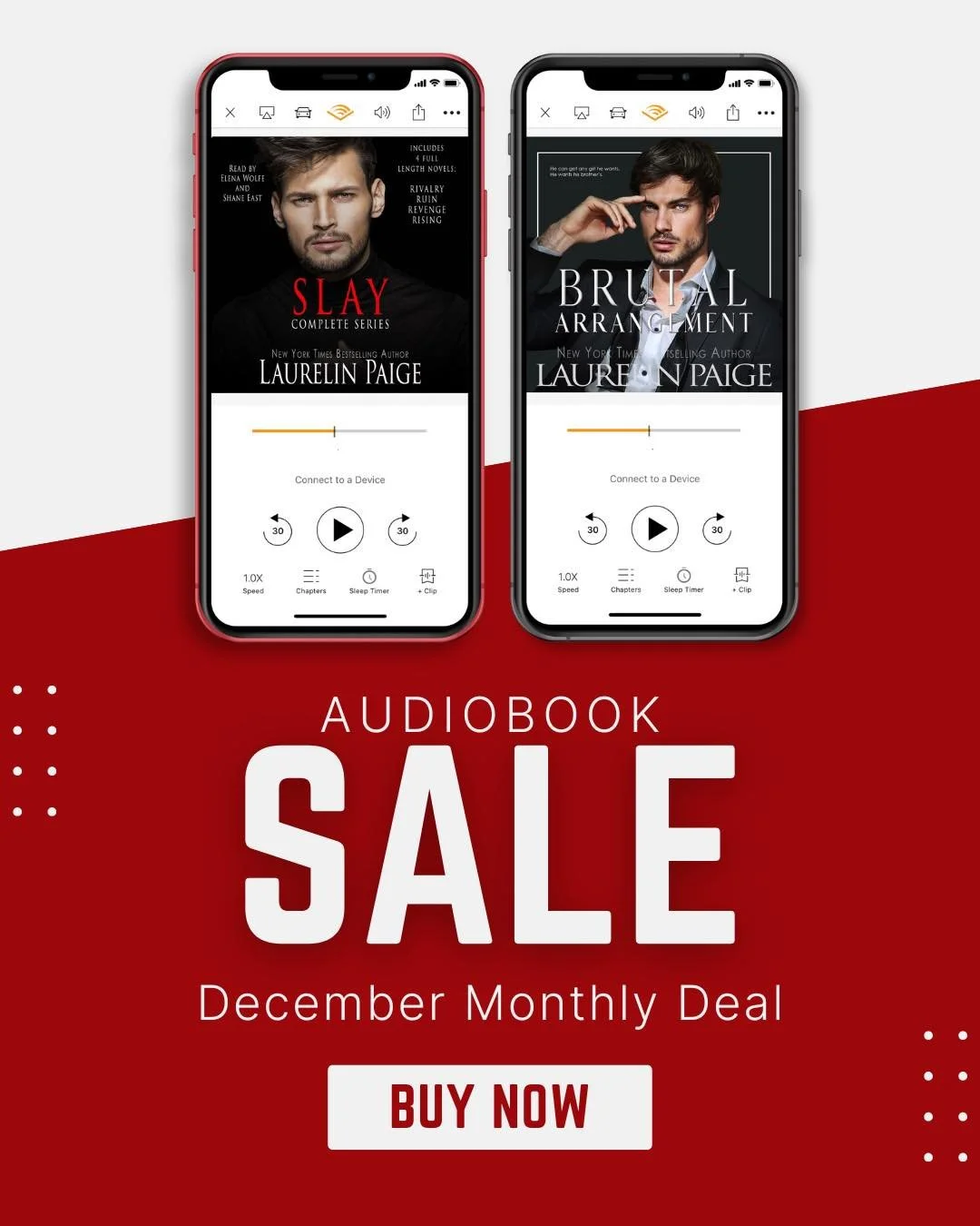 It&rsquo;s an Audible December Monthly Deal &mdash; and it&rsquo;s a big one!
Two of my most addictive, binge-worthy audiobooks are on sale for the entire month:

🎧 SLAY COMPLETE SERIES
A decadent, dangerous, utterly consuming romance about power, o