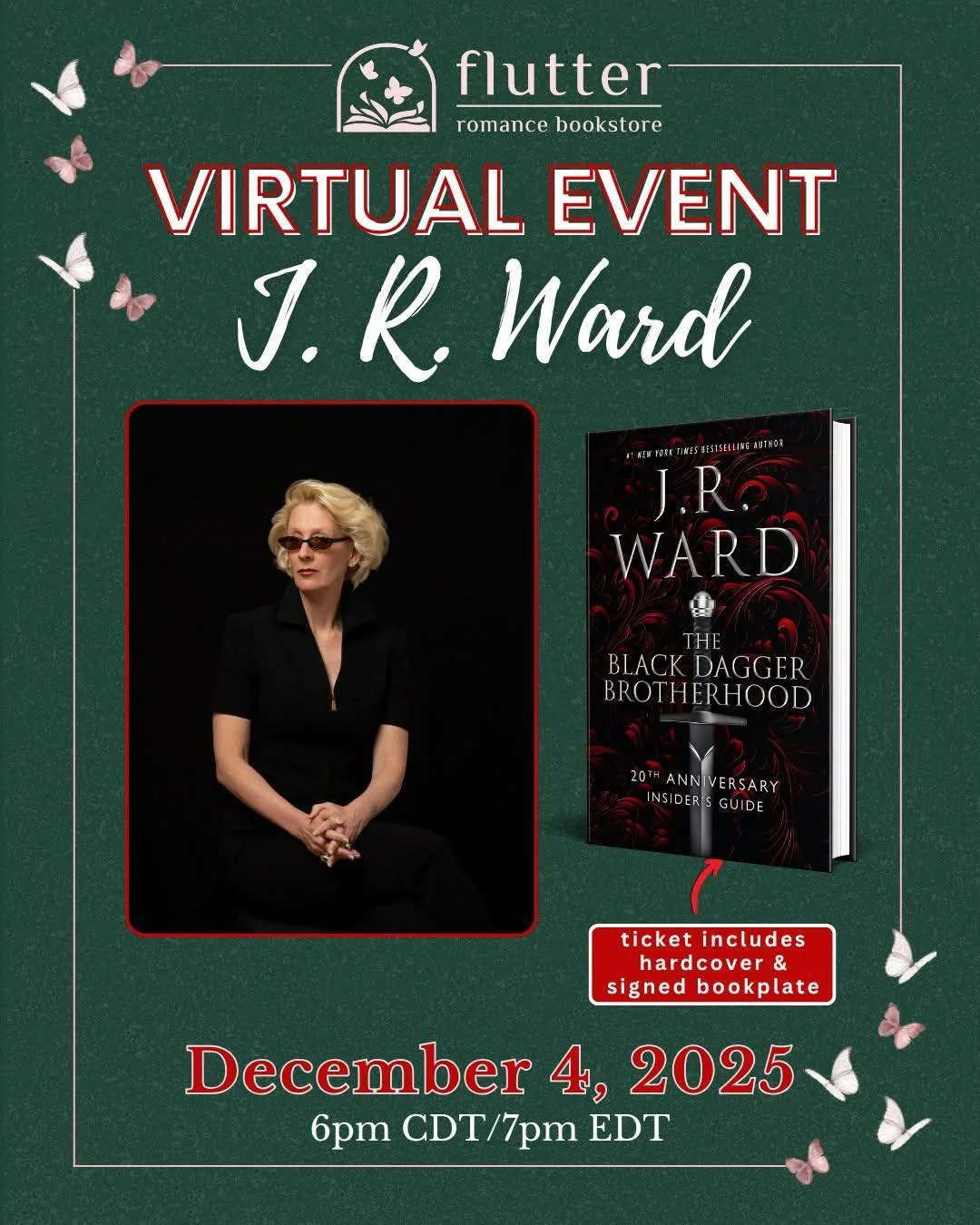 📖 A Virtual Night with J.R. Ward &mdash; TODAY! 💀

Celebrate 20 years of the Black Dagger Brotherhood with a special virtual event featuring J.R. Ward in conversation with Liz Berry and Jillian Stein!

✨ Every ticket includes:
📚 The Black Dagger B