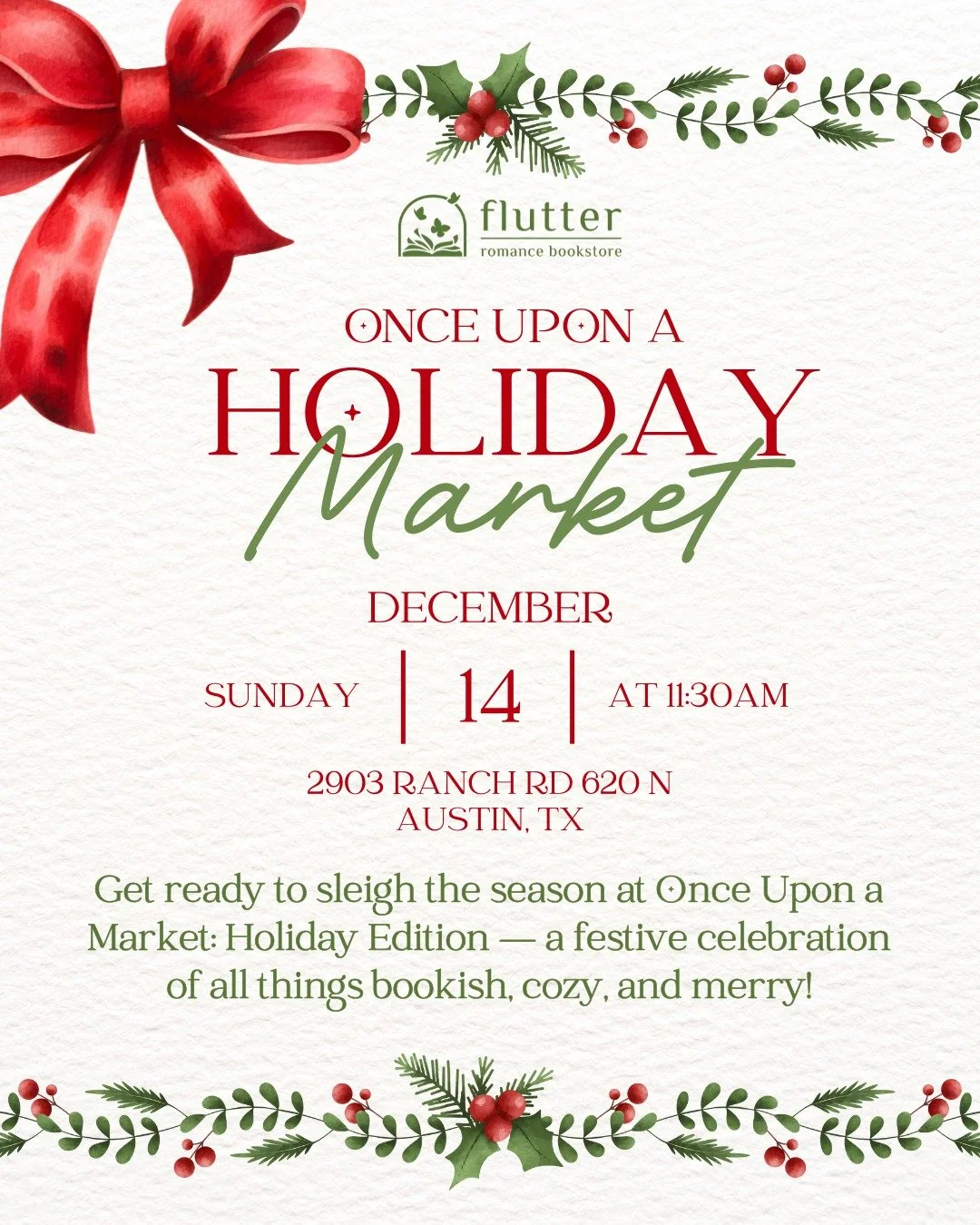 🎄 𝐎𝐧𝐜𝐞 𝐔𝐩𝐨𝐧 𝐚 𝐇𝐨𝐥𝐢𝐝𝐚𝐲 𝐌𝐚𝐫𝐤𝐞𝐭 🎄

The holidays are made for magic&hellip; and ours begins at Once Upon a Holiday Market. ❤️🎄

Step into a festive wonderland at @flutterromancebookstore, where stories meet sparkle, creators meet