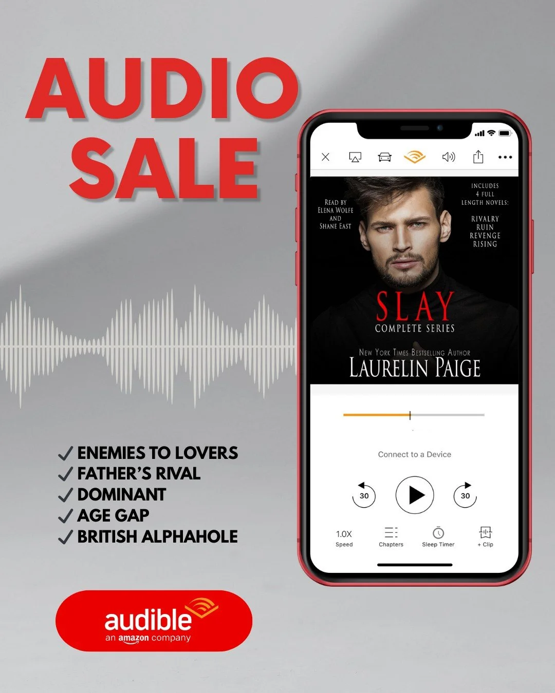 🎧🔥 𝗔𝗨𝗗𝗜𝗕𝗟𝗘 𝗗𝗘𝗖𝗘𝗠𝗕𝗘𝗥 𝗠𝗢𝗡𝗧𝗛𝗟𝗬 𝗦𝗔𝗟𝗘 🔥🎧

Meet Edward Fasbender.
He&rsquo;s ruthless.
He&rsquo;s my father&rsquo;s greatest rival.
And he&rsquo;s the devil I can&rsquo;t stop wanting. 😈

Get swept up in a dark, addictive rom