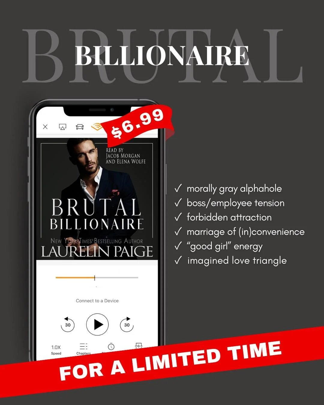 🎧 𝗔𝘂𝗱𝗶𝗼𝗯𝗼𝗼𝗸 𝗟𝗼𝘃𝗲𝗿𝘀&mdash;𝗧𝗵𝗶𝘀 𝗢𝗻𝗲&rsquo;𝘀 𝗳𝗼𝗿 𝗬𝗼𝘂 🎧

One dangerously binge-worthy story. One month only.

𝐁𝐑𝐔𝐓𝐀𝐋 𝐁𝐈𝐋𝐋𝐈𝐎𝐍𝐀𝐈𝐑𝐄 is featured in Audible&rsquo;s 𝐉𝐚𝐧𝐮𝐚𝐫𝐲 𝐌𝐨𝐧𝐭𝐡𝐥𝐲 𝐃𝐞𝐚𝐥 for $𝟔