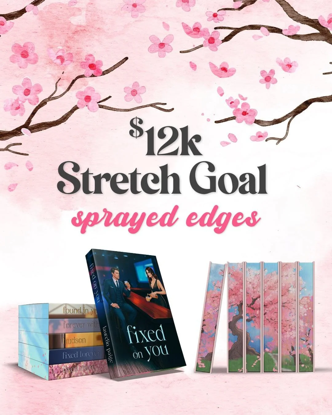 🌸 $𝟭𝟮𝗞 𝗦𝘁𝗿𝗲𝘁𝗰𝗵 𝗚𝗼𝗮𝗹 🌸⁣
⁣
🌸 𝗦𝗽𝗿𝗮𝘆𝗲𝗱 𝗲𝗱𝗴𝗲𝘀 𝗮𝗰𝗿𝗼𝘀𝘀 𝘁𝗵𝗲 𝗳𝘂𝗹𝗹 𝘀𝗲𝘁⁣
⁣
Not just color&mdash;this is a full, continuous cherry blossom design that flows across every book when they&rsquo;re lined up together.⁣
⁣
I