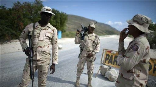 Military police checkpoint on the Dominican/Haitian border.