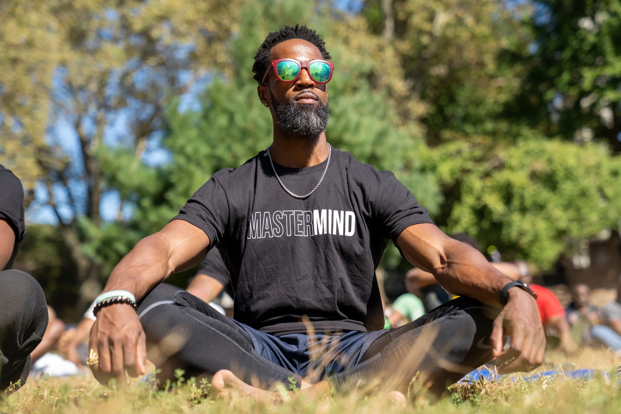 Mastermind Connect’s Marlon Briscoe meditate during Omar Davis’ guided meditation.