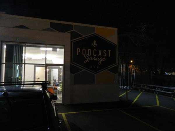 The PRX Podcast Garage at night