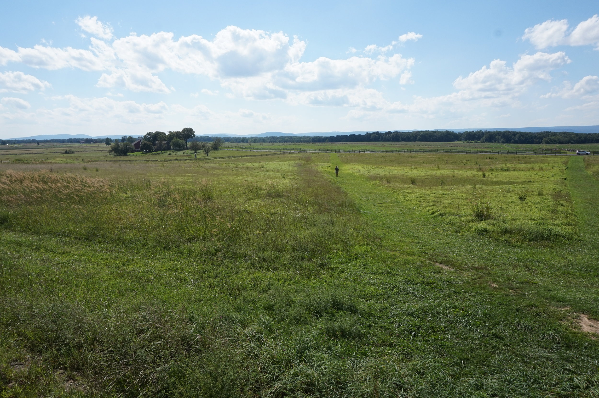  The open field crossed by 12,500 Confederate soldiers during Pickett's Charge. 