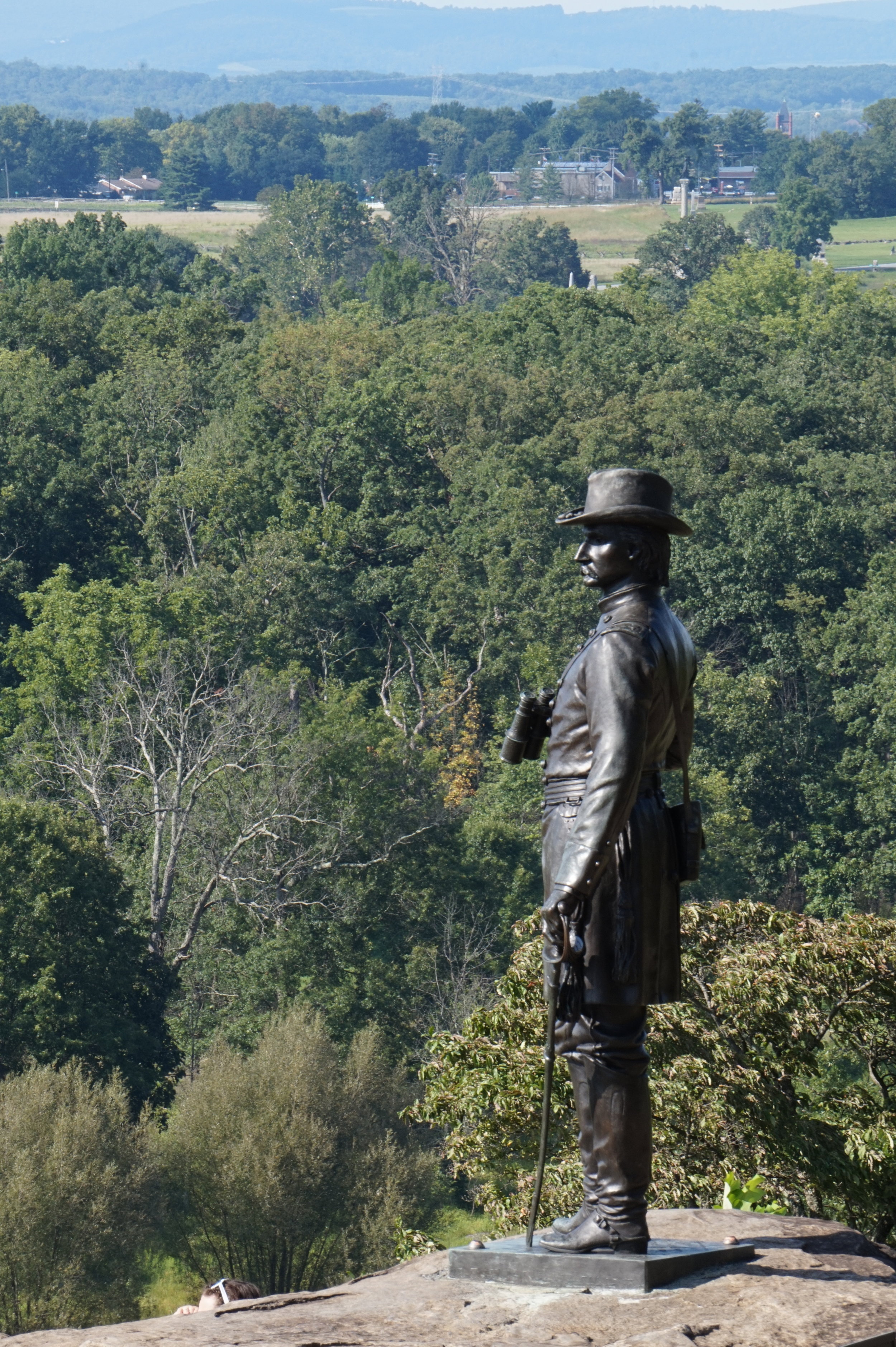  Monument to Governeur Kemble Warren, a military engineer famous for arranging for the last-minute defense of Little Round Top on July 2, 1863. 