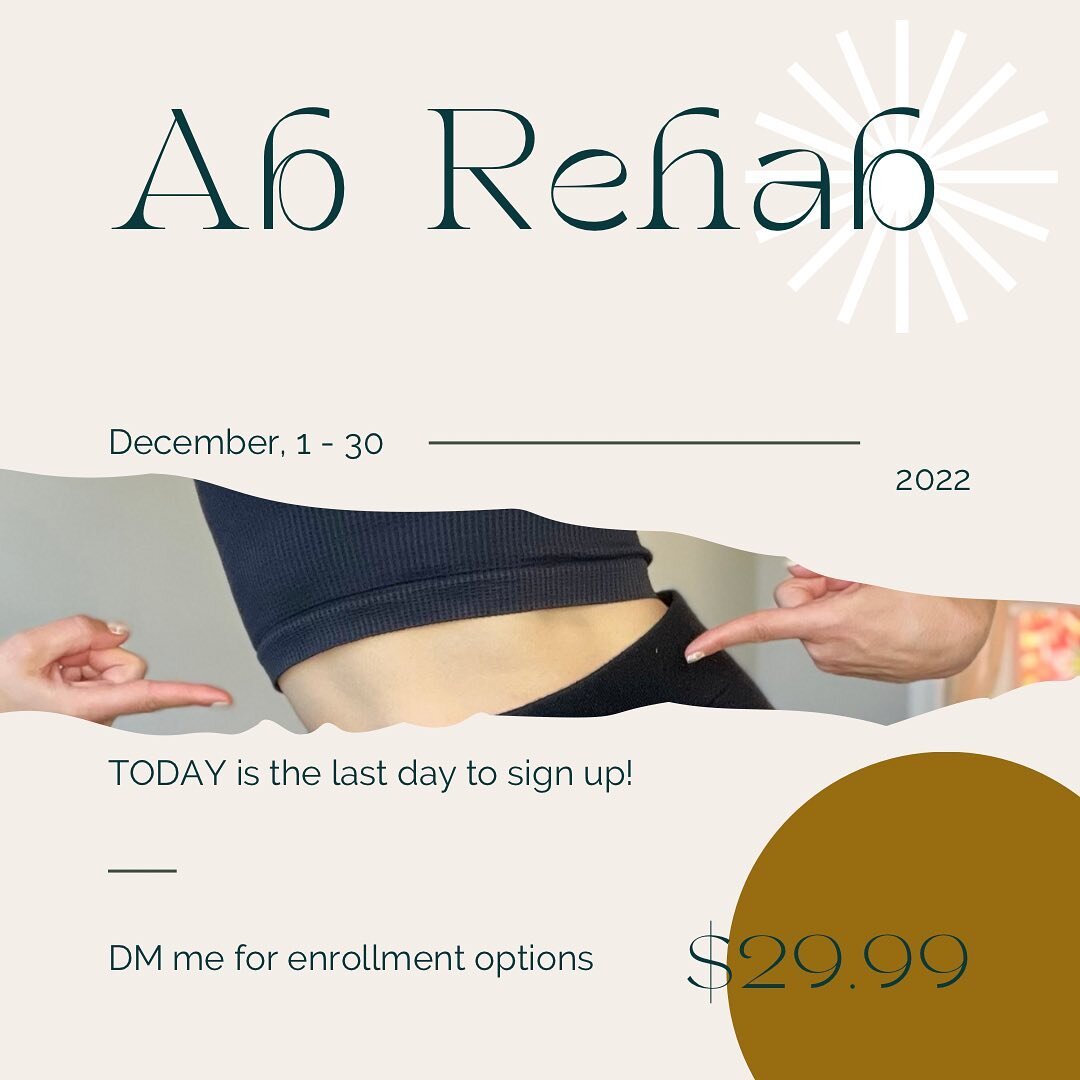 Registration for Ab Rehab closes at midnight tonight eastern -- as long as you confirm by then, I can process your payment tomorrow.

This is your last chance to sign up for this online program and show yourSELF some LOVE through daily 5-min core-tar