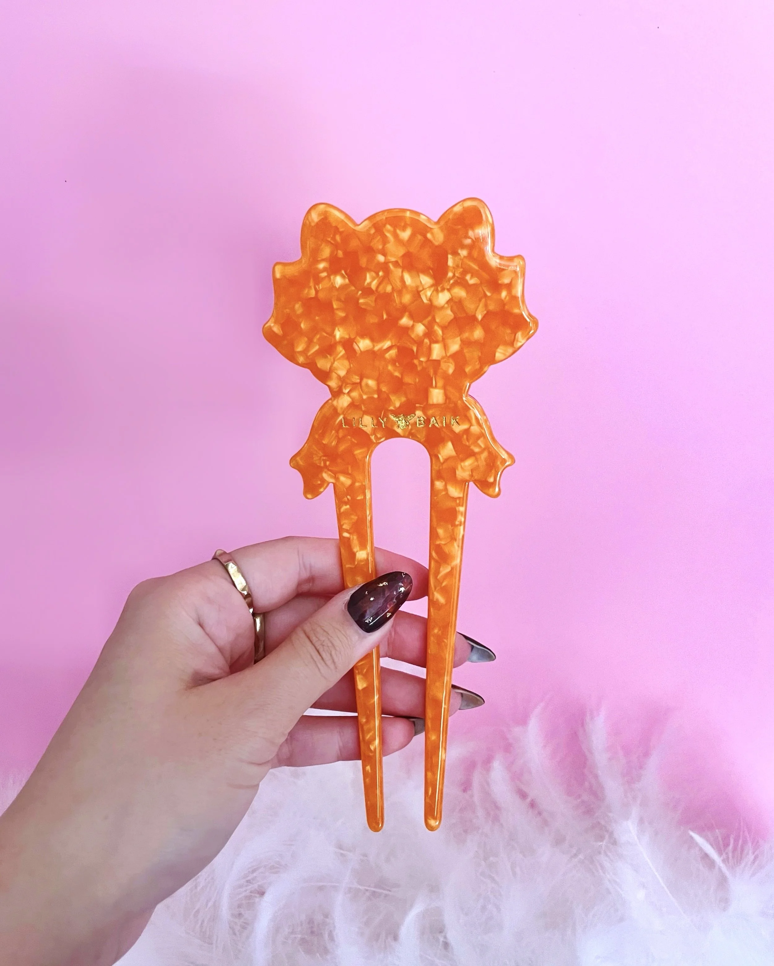 fancy cat french hair pin orange back.JPEG