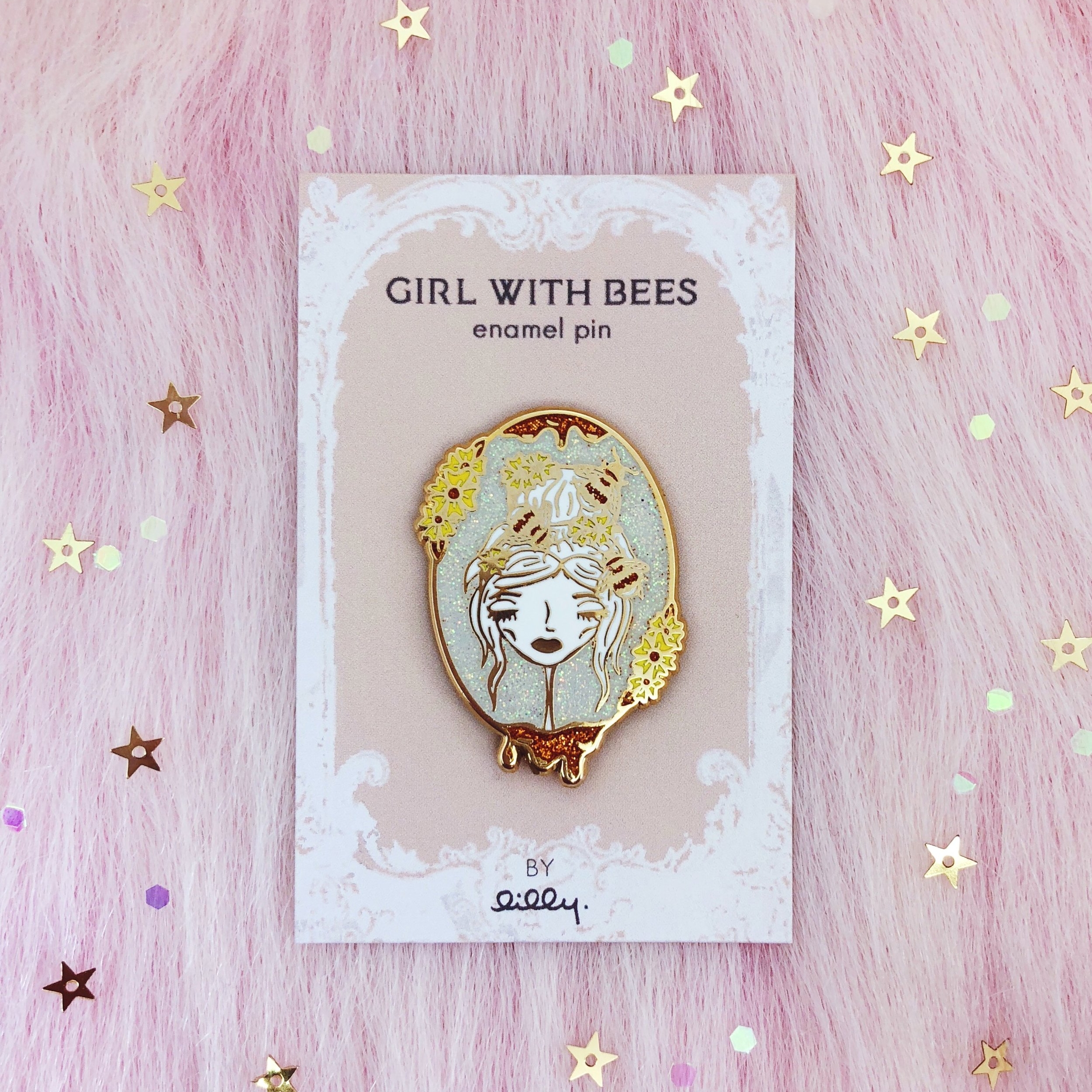 girl with bees pin on card.JPG