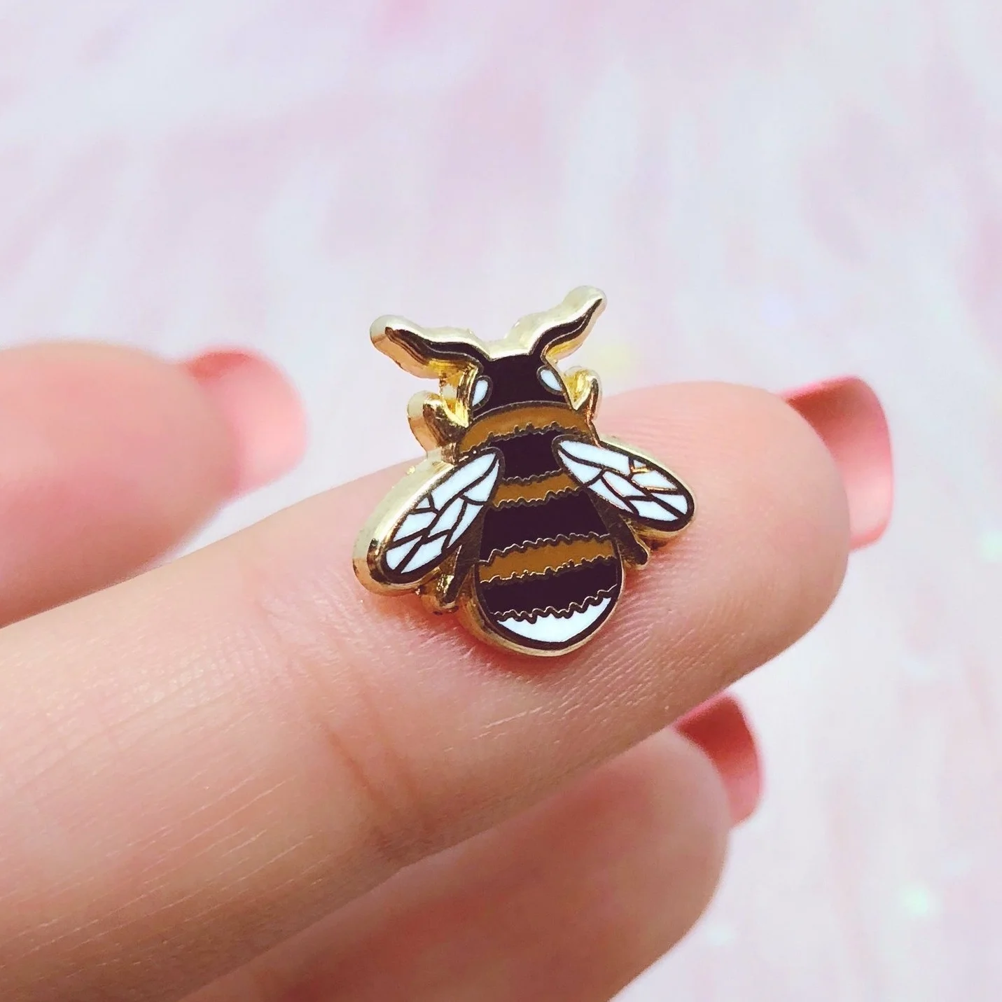 mini bee gold metal hard enamel animal insect nature lapel pin badge by lilly baik.