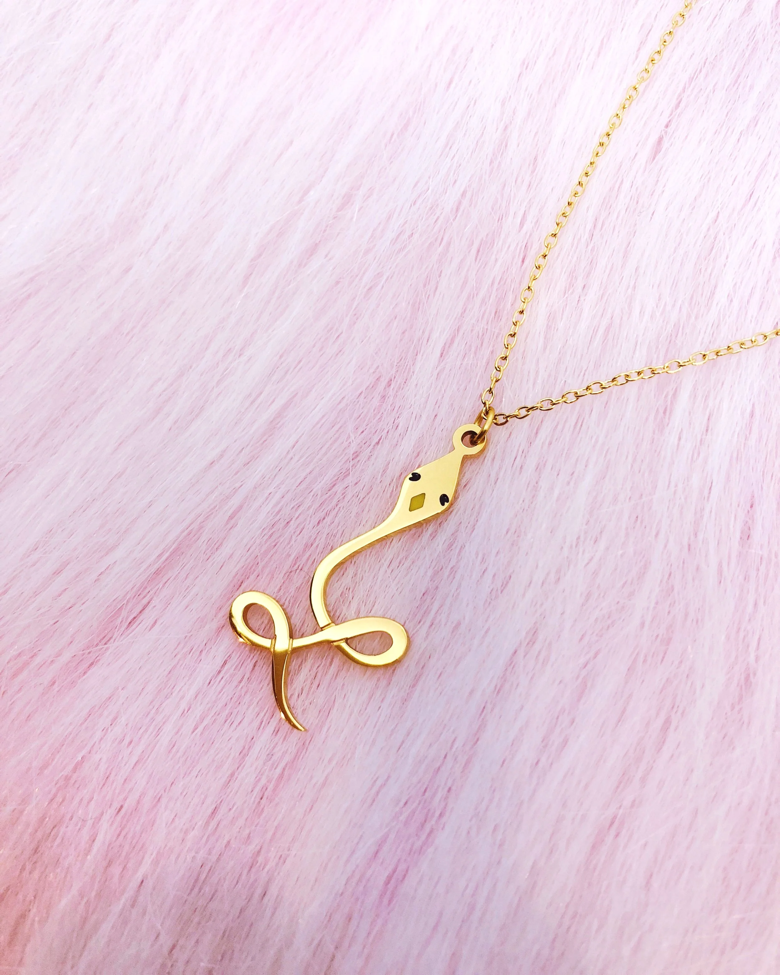 mini golden snake pretty gold animal nature reptile necklace by lilly baik.