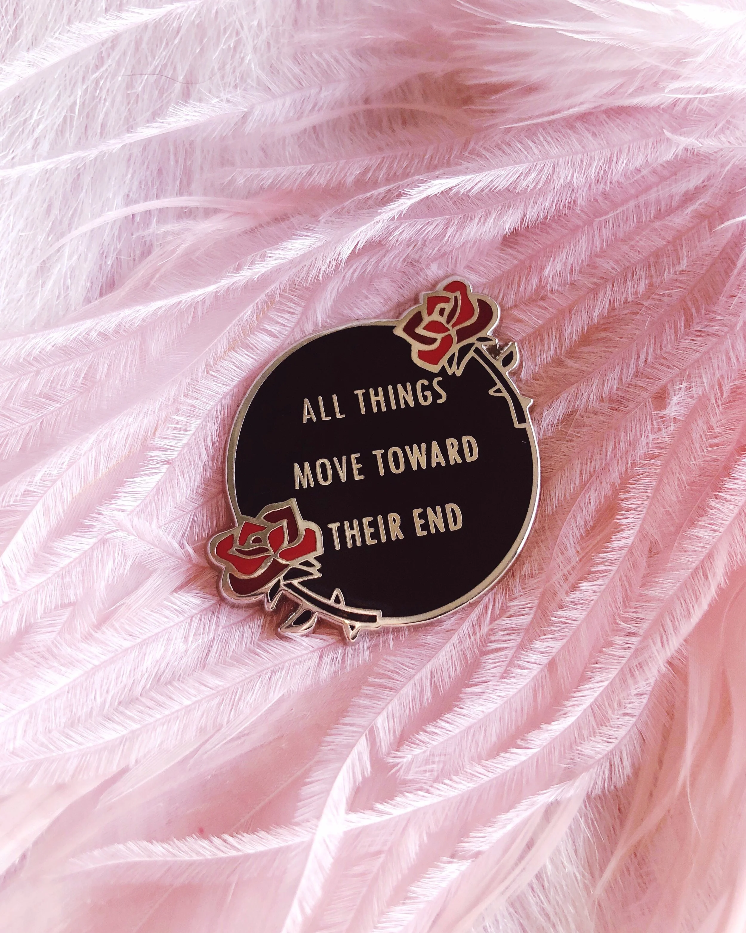 all things move toward their end nick cave and the bad seeds rose black silver hard enamel lapel pin.