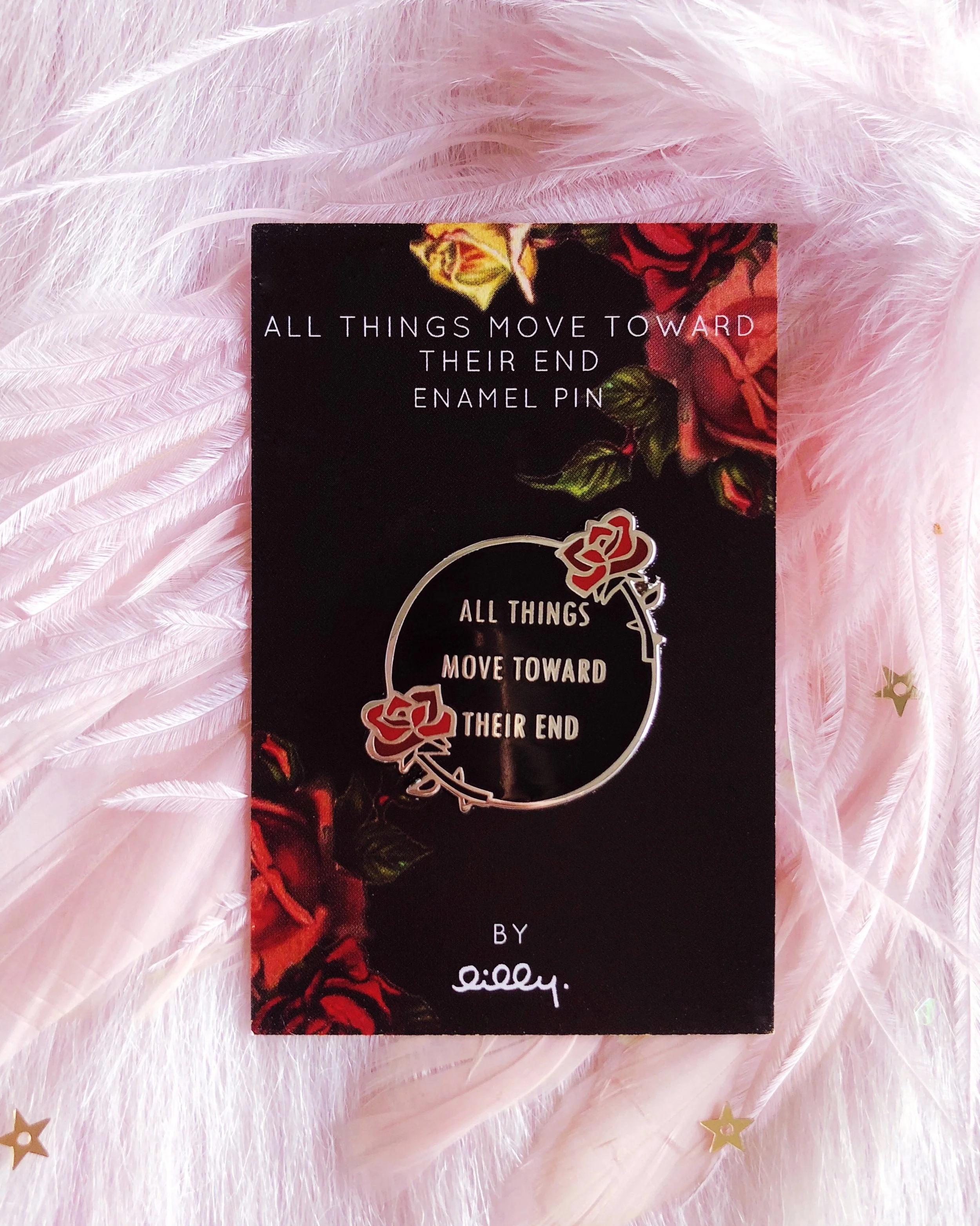 all things move toward their end nick cave and the bad seeds rose black silver hard enamel lapel pin.