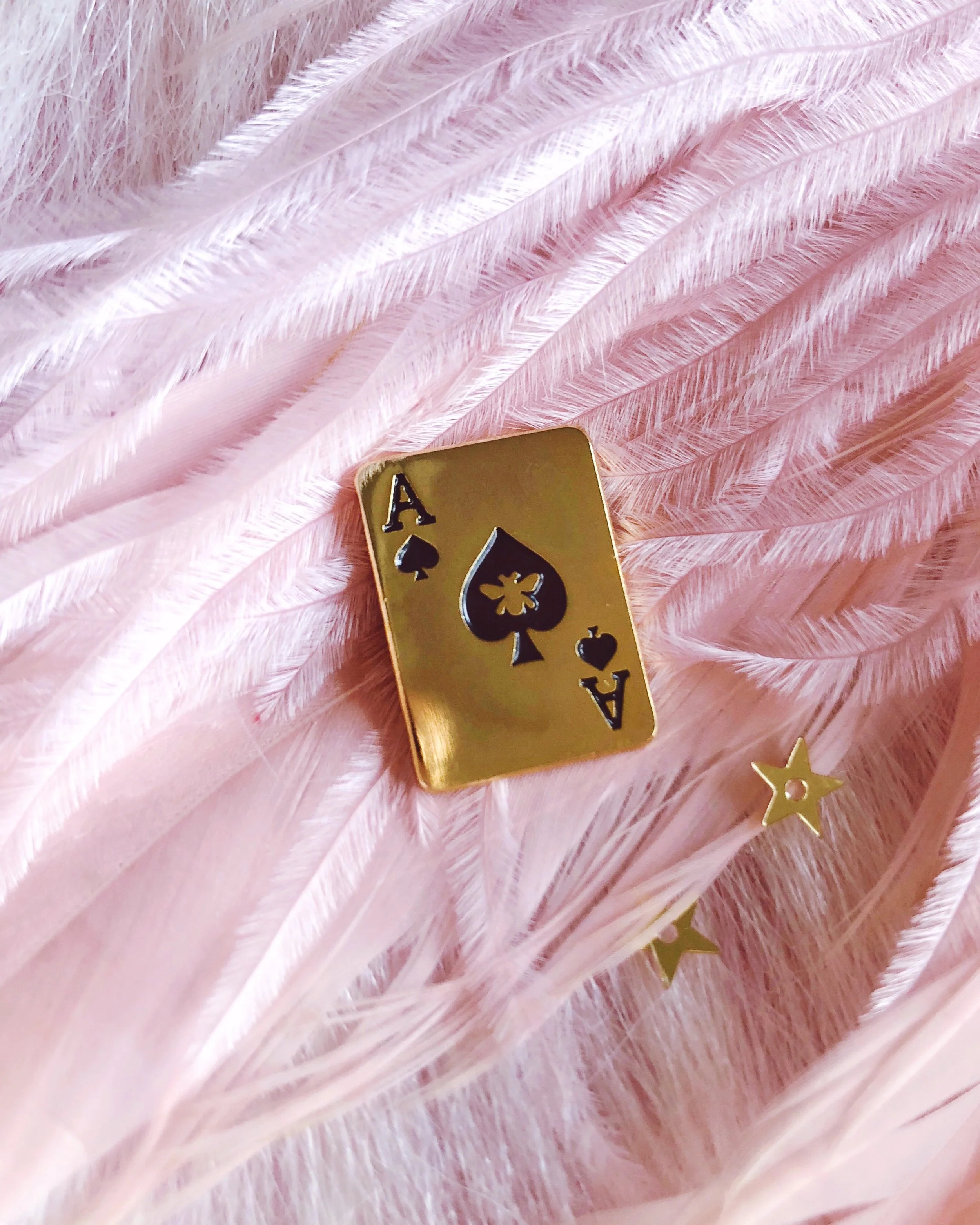 ace of spades gold bee poker playing card soft enamel pin by lilly baik.