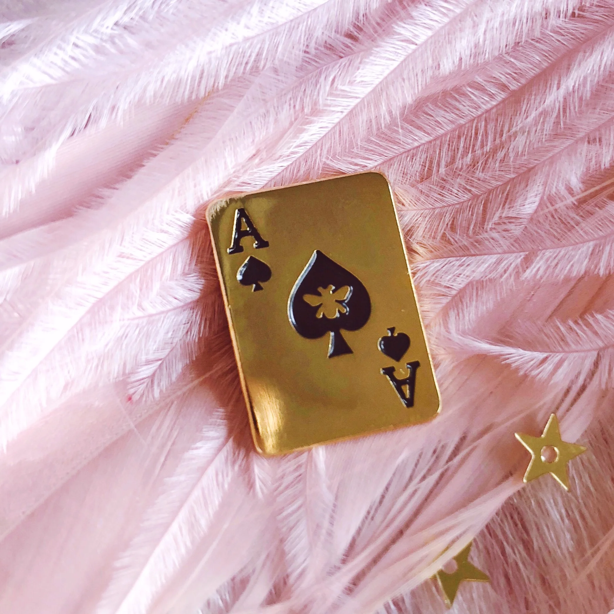 the prettiest cards in the deck bundle queen of hearts ace of spades playing cards enamel pin deal back by lilly baik.