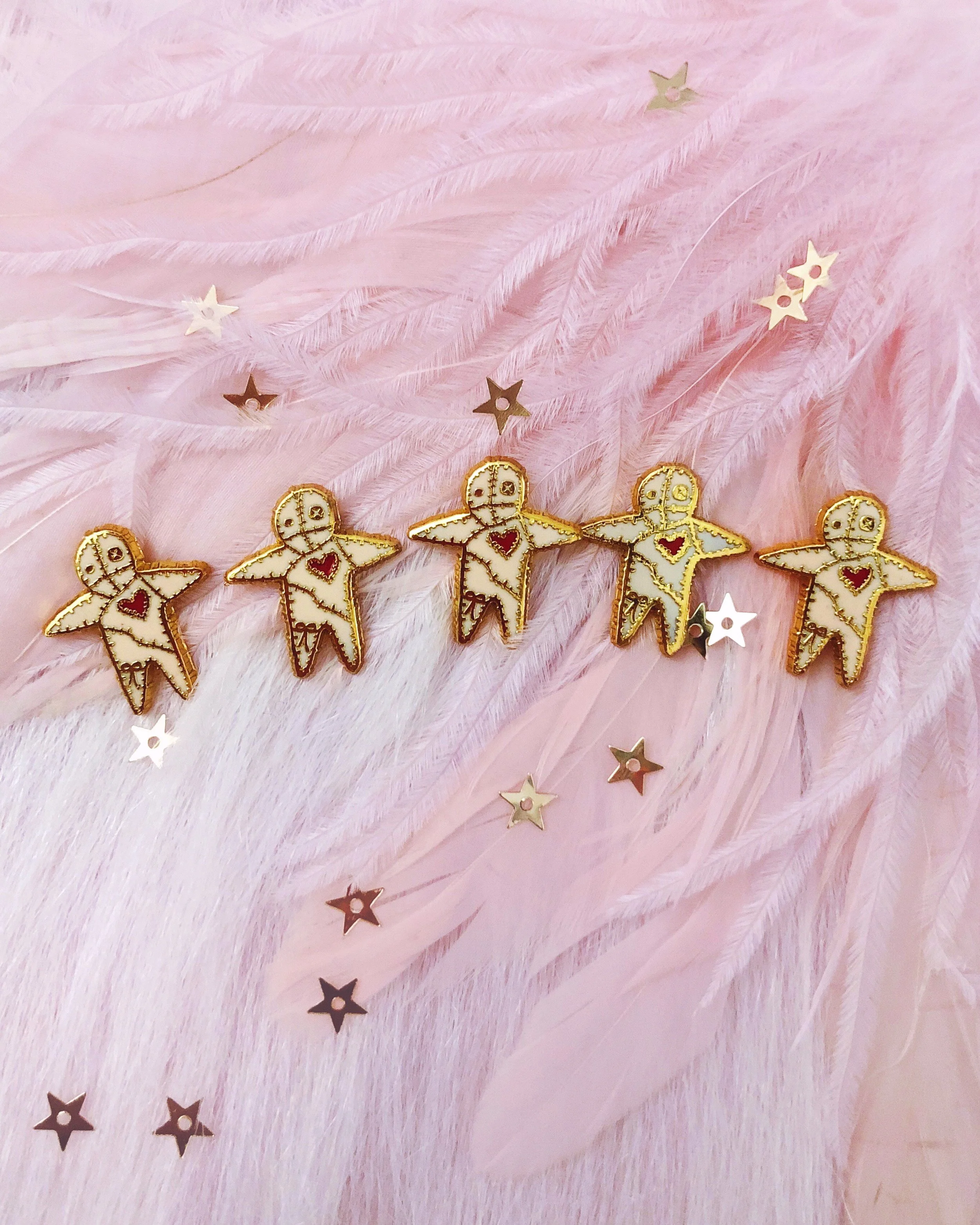 voodoo doll cute macabre spooky heart hard enamel lapel pin by lilly baik.