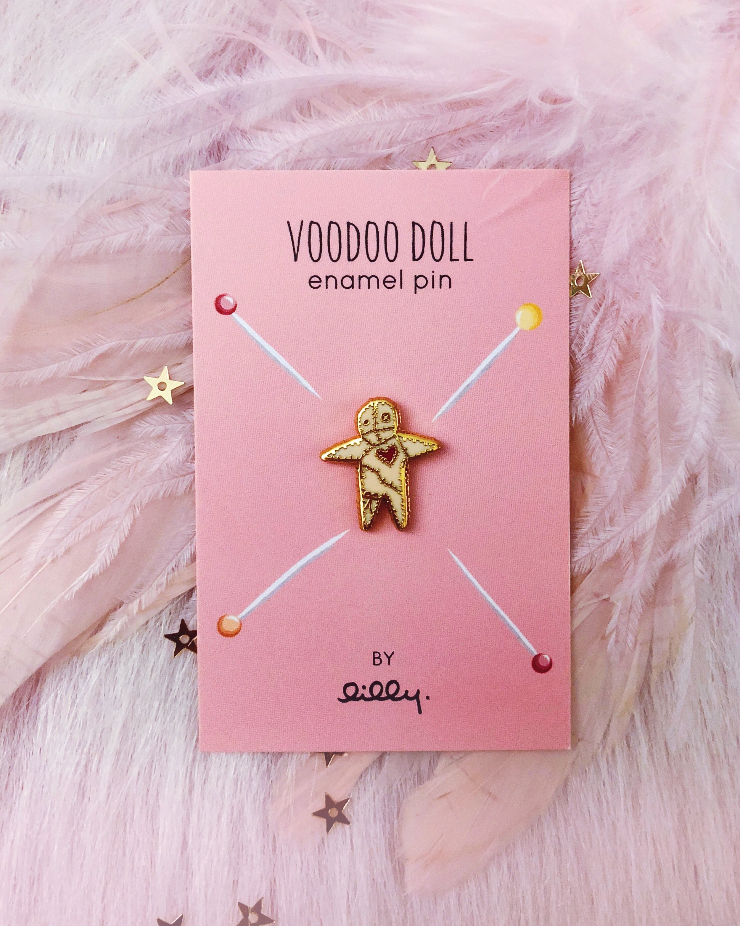 voodoo doll cute macabre spooky heart hard enamel lapel pin by lilly baik.