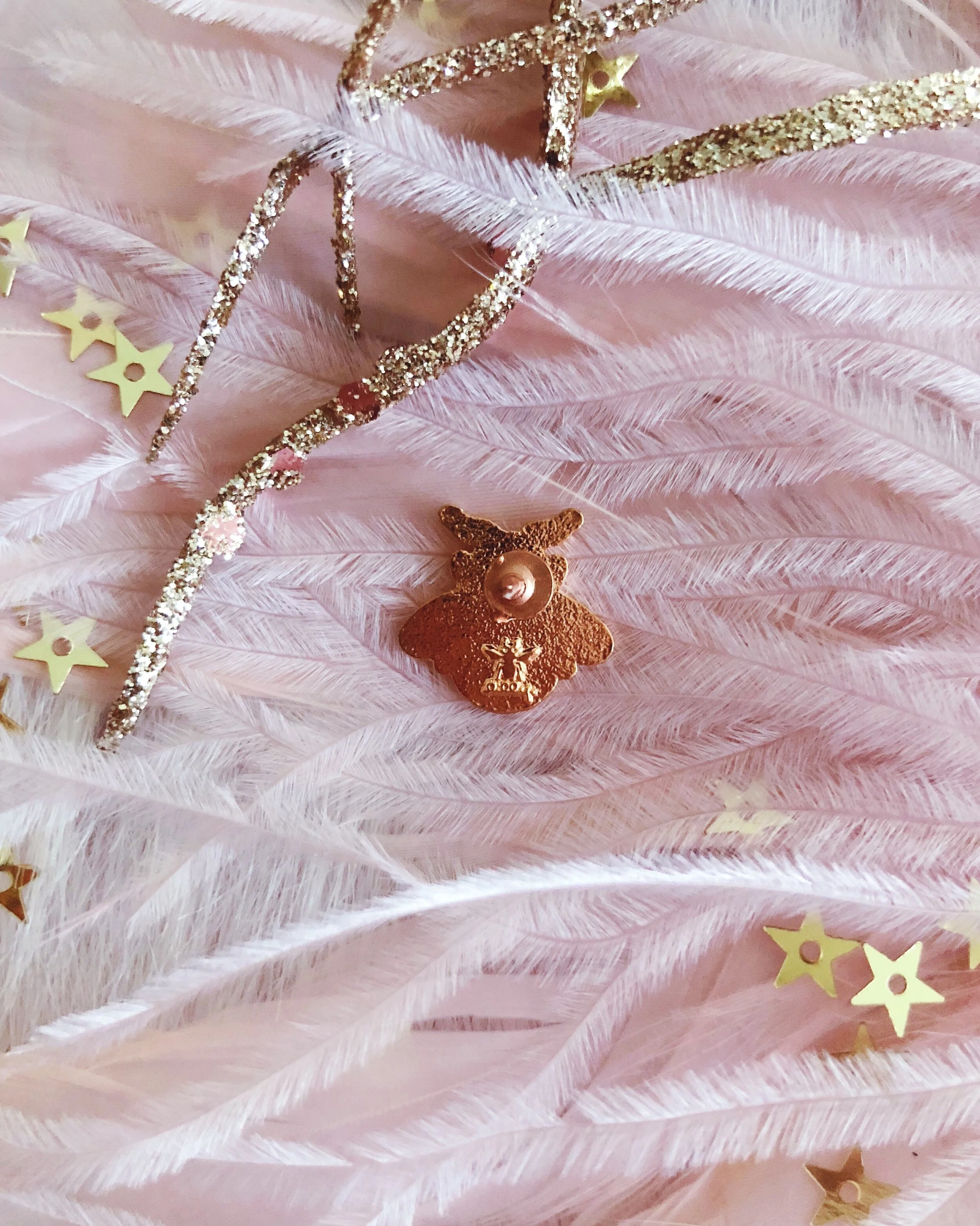 mini bee luxe rose gold iridescent white glitter hard enamel animal lapel pin by lilly baik.