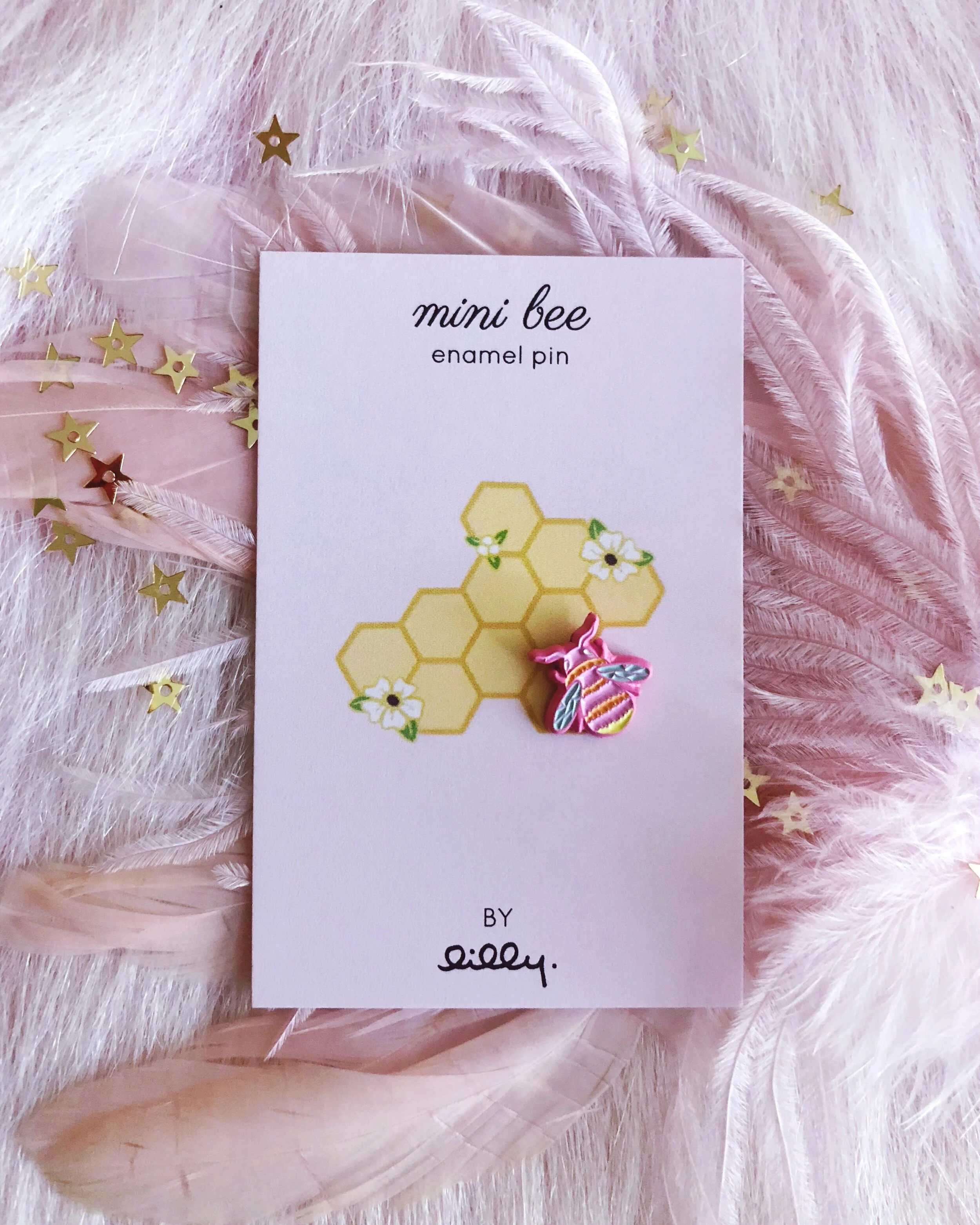 mini bee pastel pink soft enamel cute nature animal lapel pin by lilly baik.