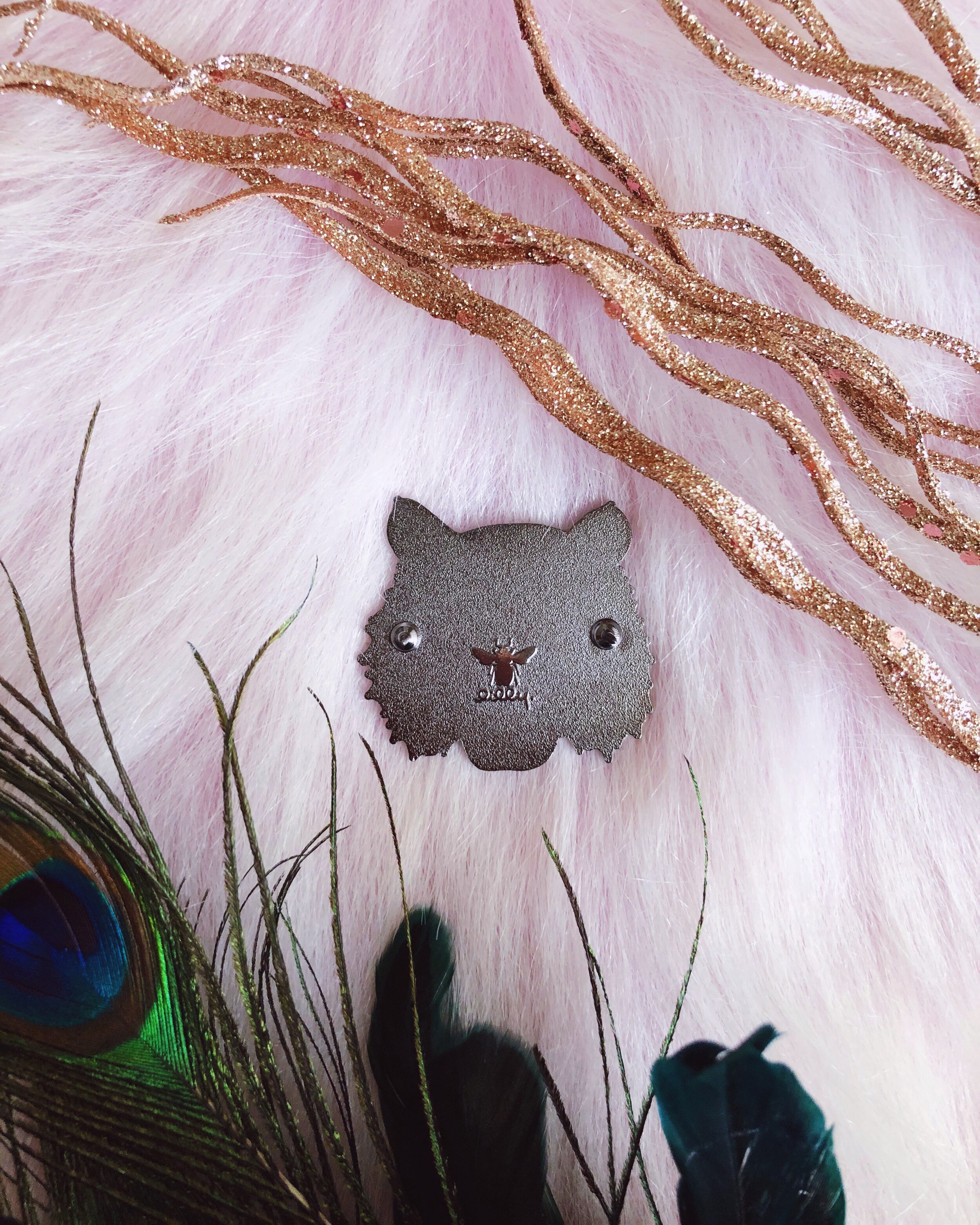 tiger orange glitter cat hard enamel animal king nature pin designed by lilly baik.