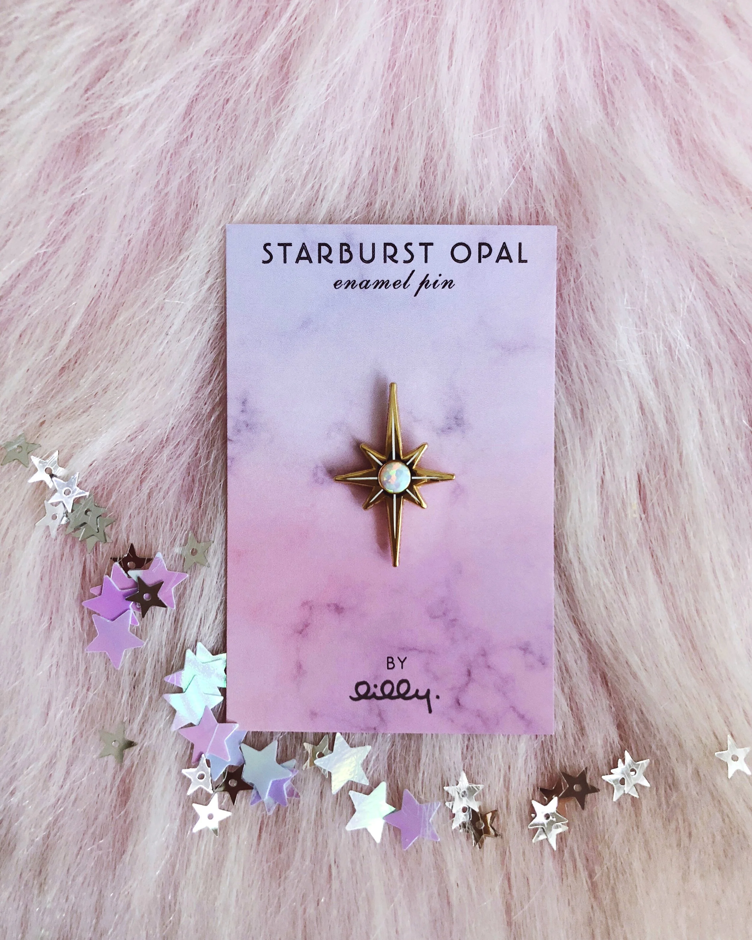 starburst opal mystic white gold star cute pretty hard enamel pin by lilly baik.