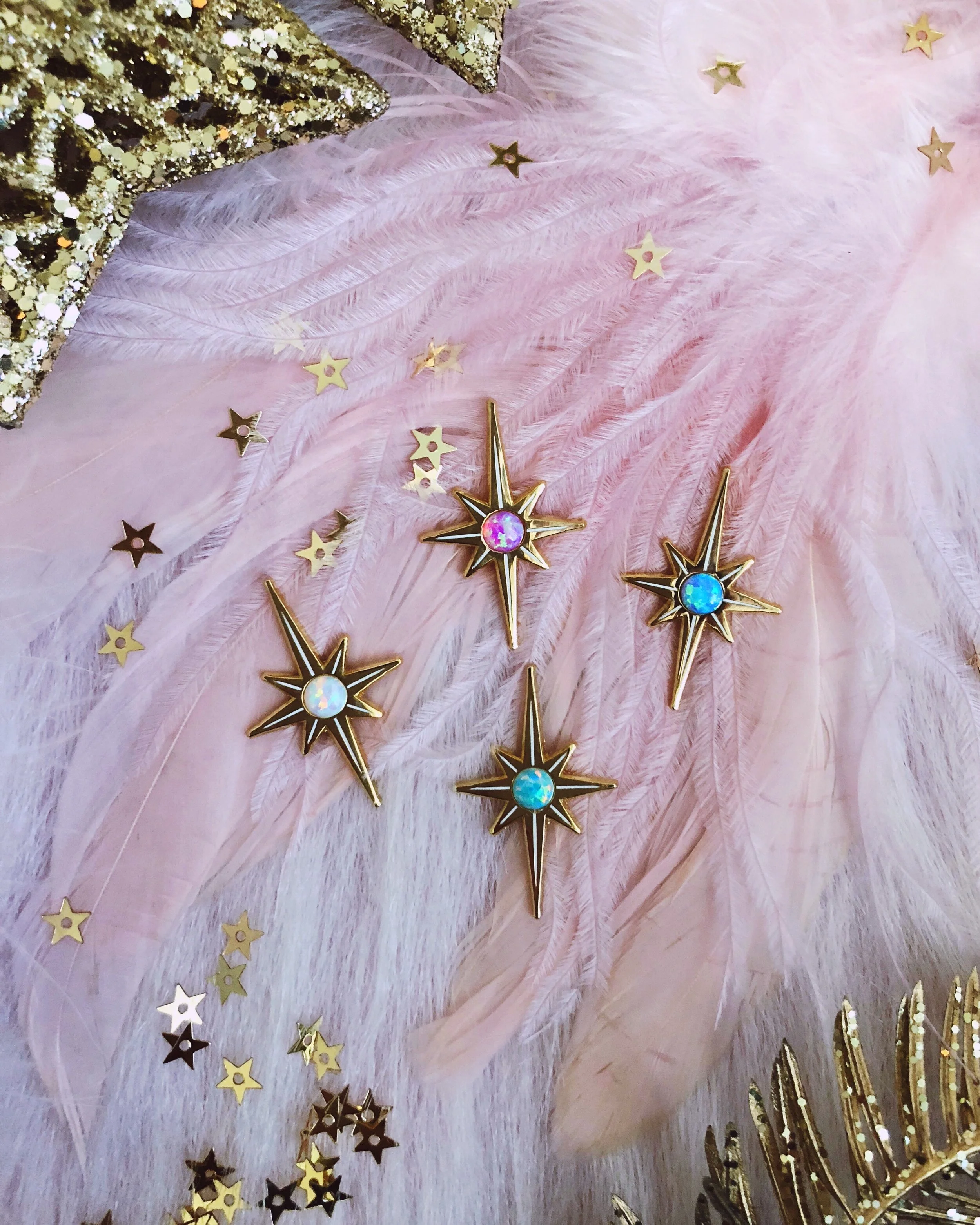 starburst opal mystic white gold star cute pretty hard enamel pin by lilly baik.