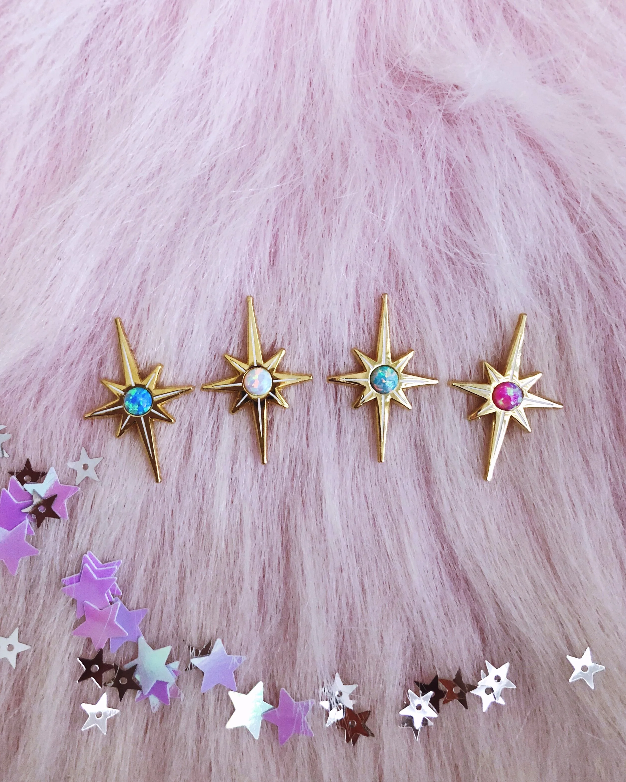 starburst opal seafoam green gold star cute pretty hard enamel pin by lilly baik.