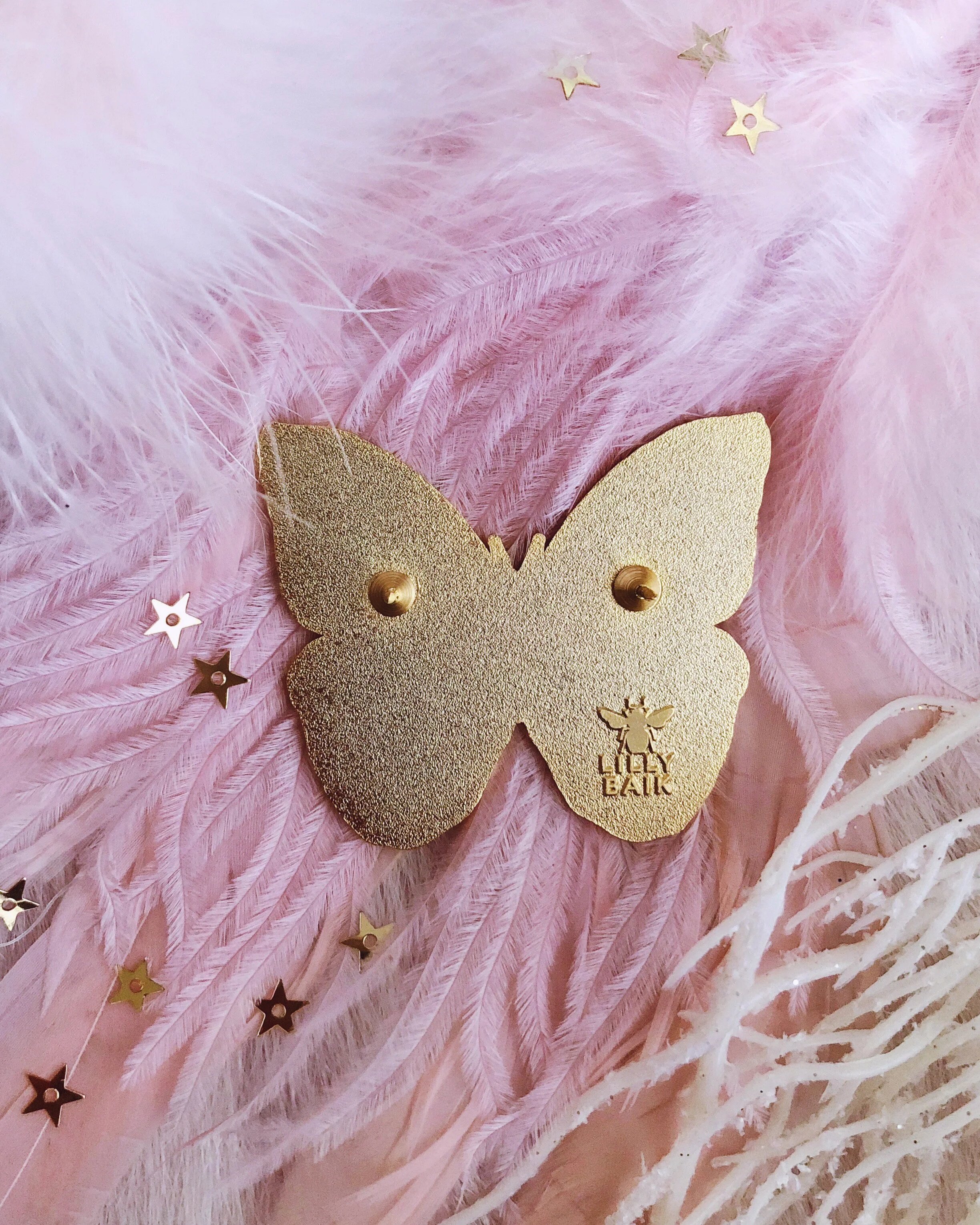 pretty sunset cute glitter butterfly sparkle hard enamel halsey taylor swift lover lapel pin nature inspired insect brooch by lilly baik.