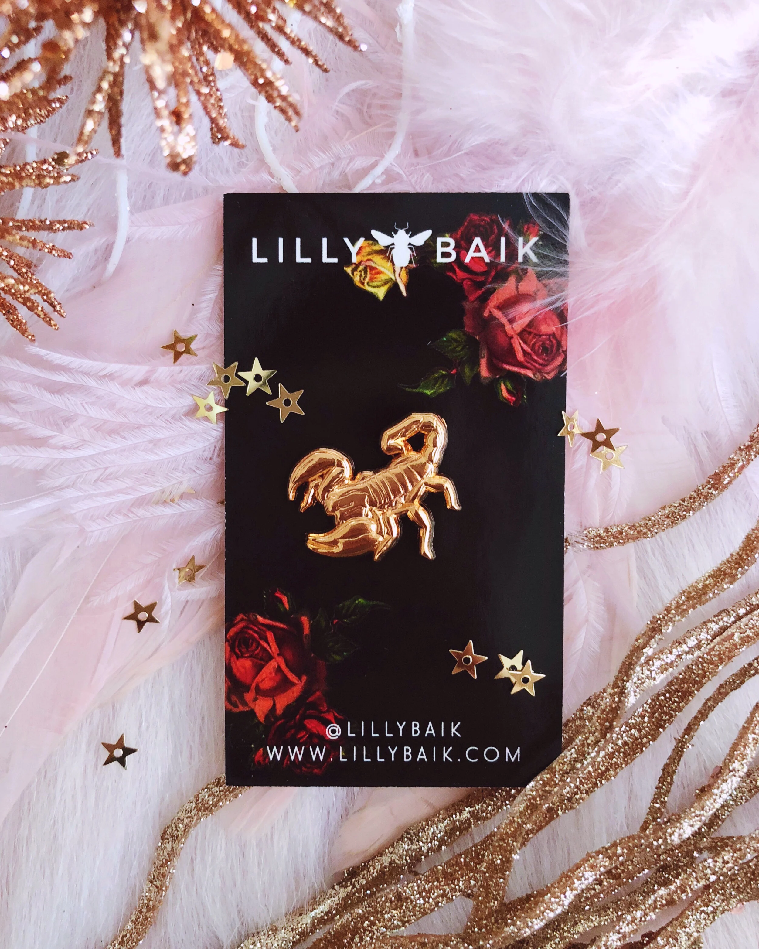 3d rose gold scorpion animal nature pin by lilly baik.