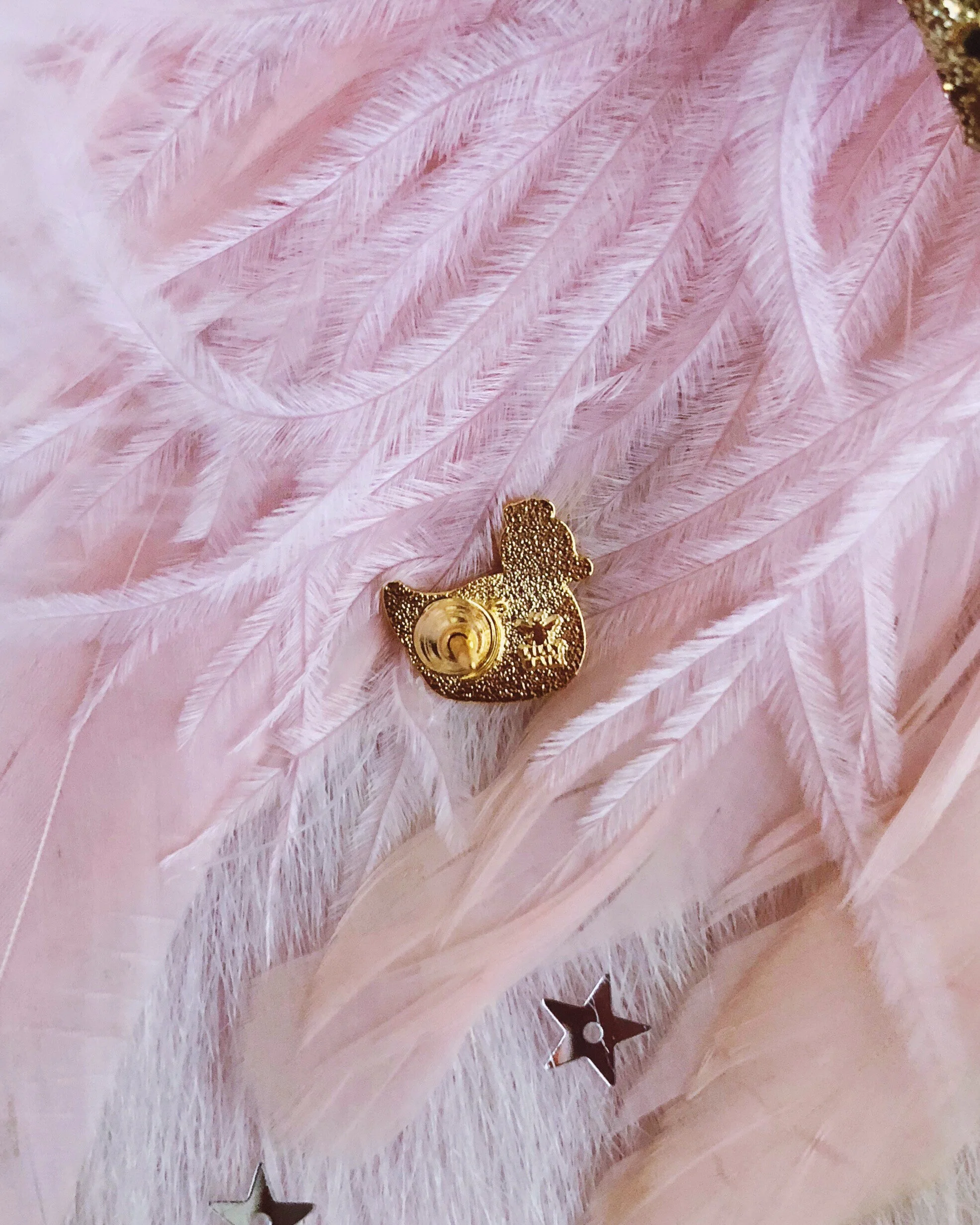 golden cygnet 3d gold baby swan enamel pin, nature inspired bird duck mini board filler tiny lapel pin by lilly baik.