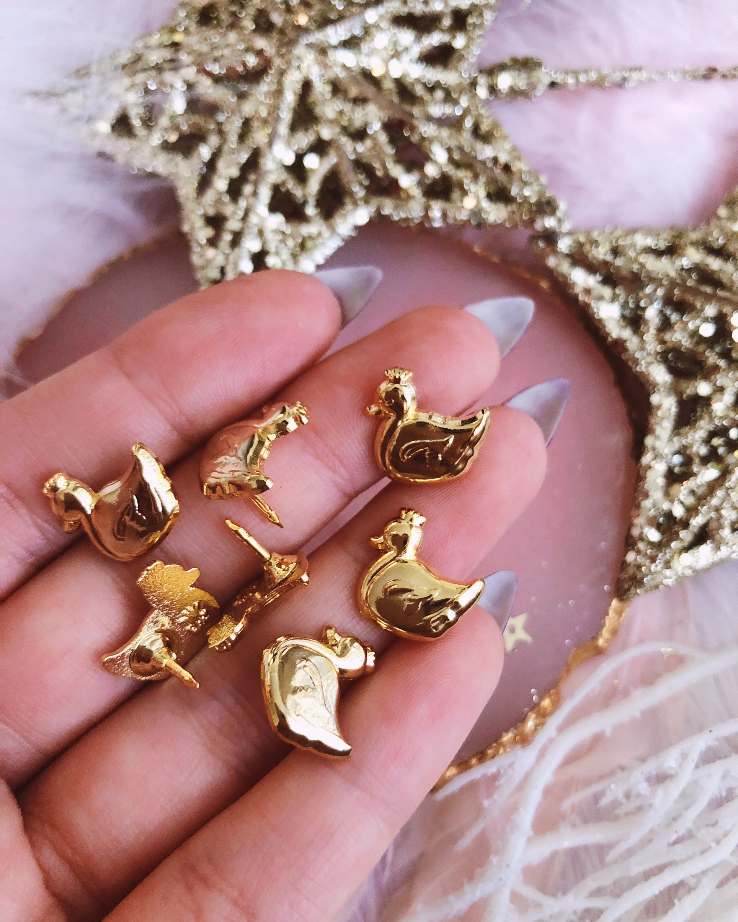 golden cygnet 3d gold baby swan enamel pin, nature inspired bird duck mini board filler tiny lapel pin by lilly baik.