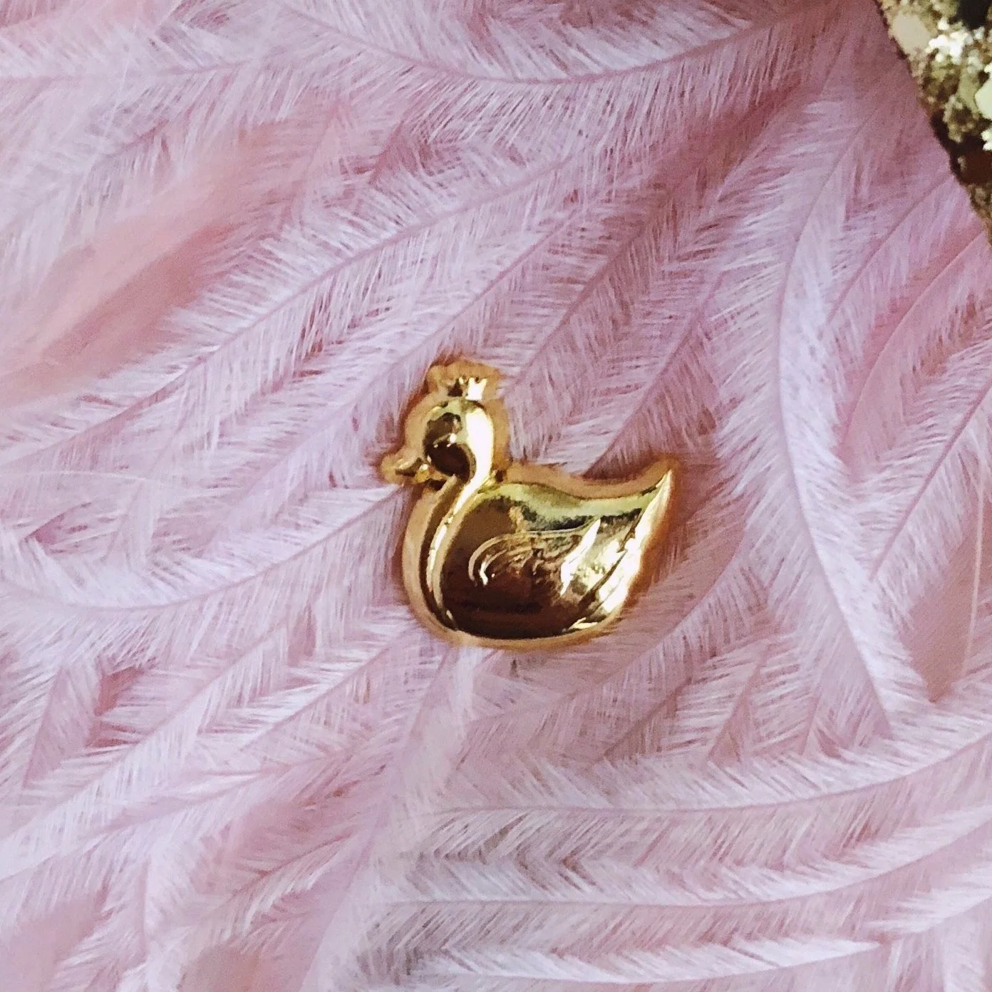 golden cygnet 3d gold baby swan enamel pin, nature inspired bird duck mini board filler tiny lapel pin by lilly baik.