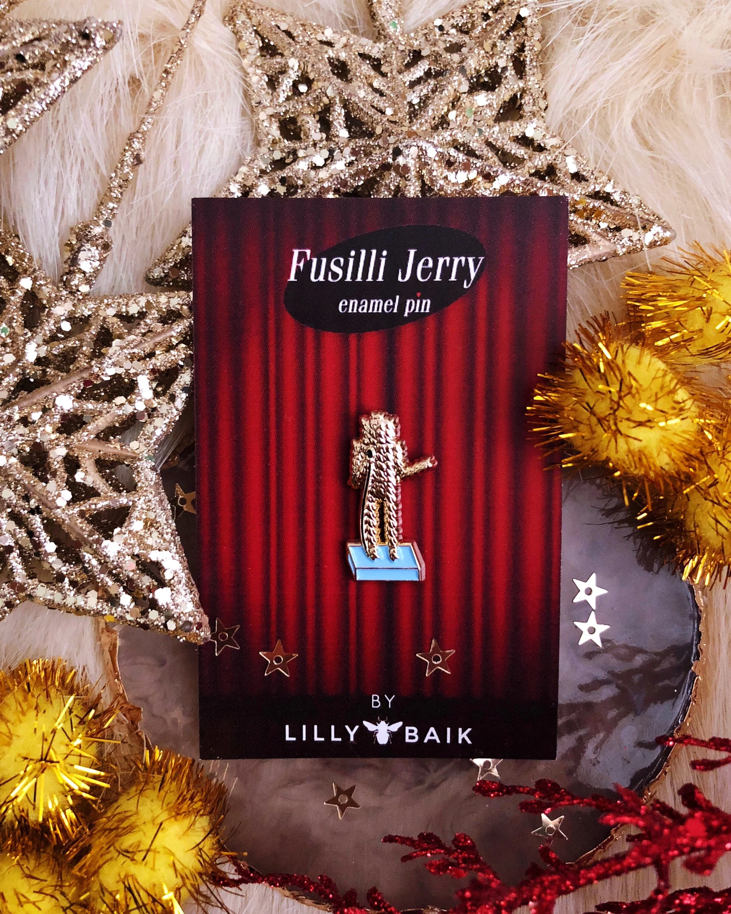 fusilli jerry mini 3d gold soft enamel seinfeld pop culture larry david kramer lapel pin by lilly baik.