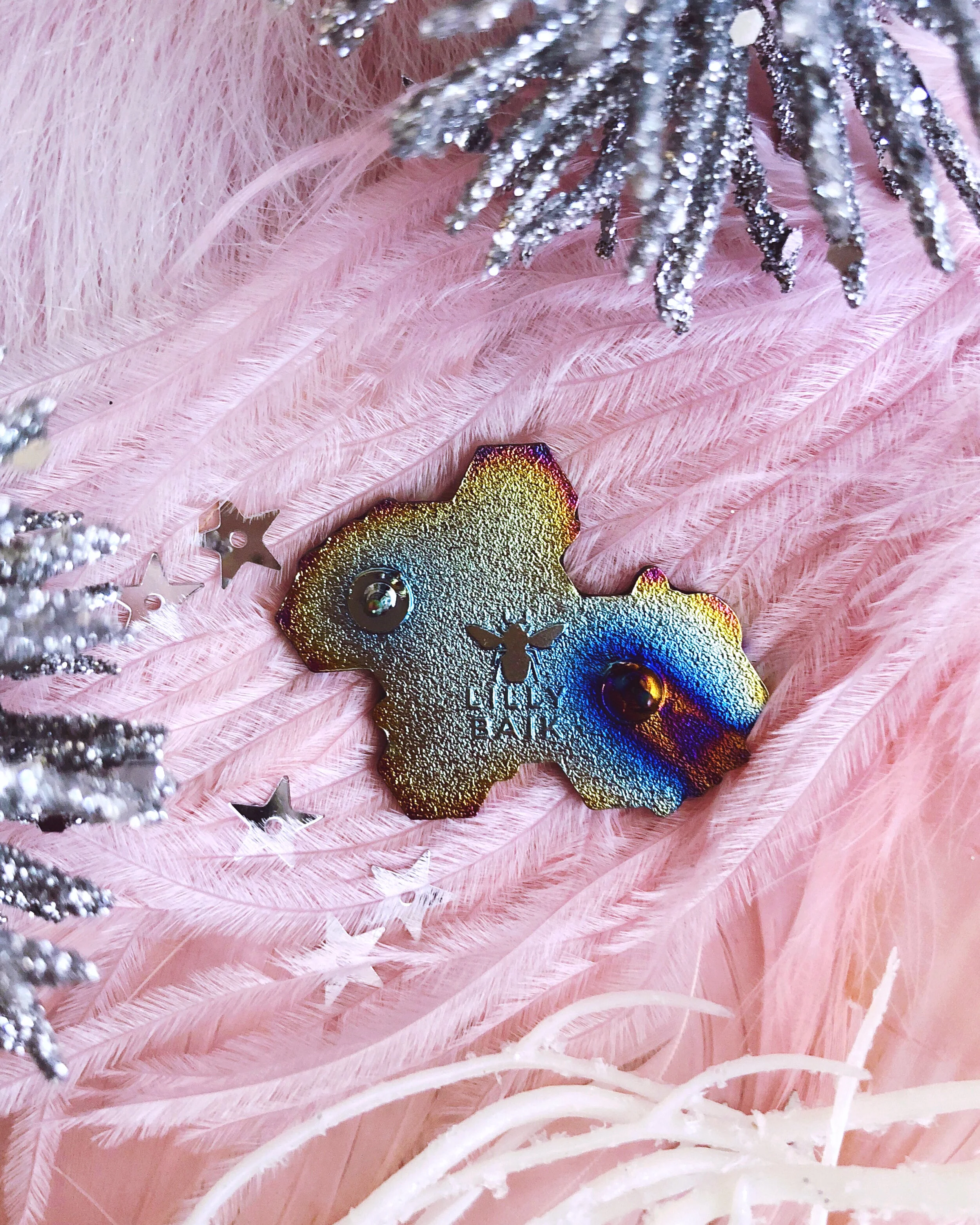 blueberry honey honeycomb hard enamel rainbow metal anodized blue glitter bee honeybees pin by lilly baik.