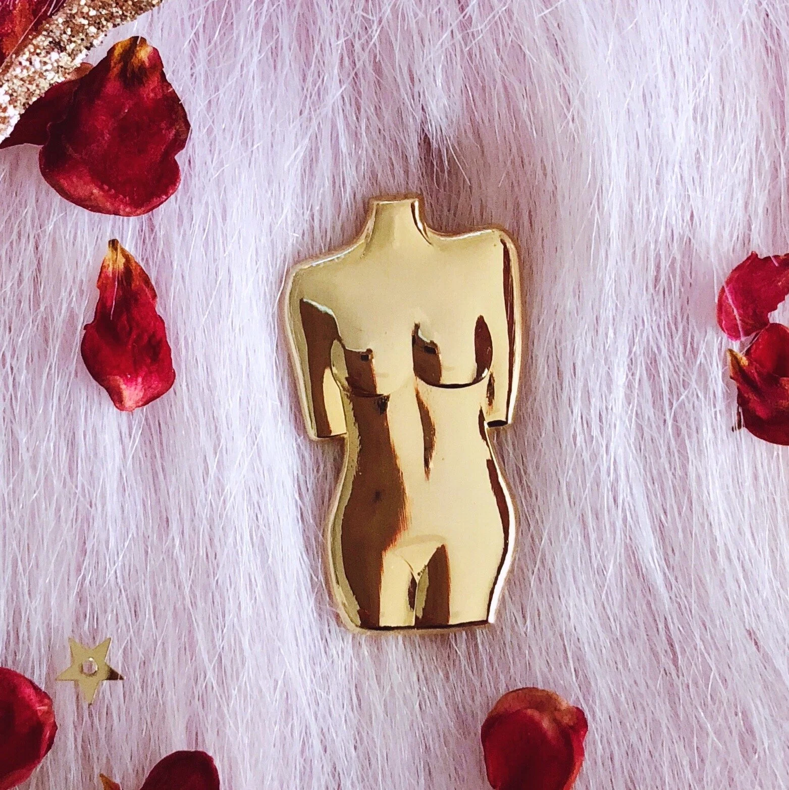 venus 3d enamel pin gold female form woman body vase renaissance sculpture art lapel pin by lilly baik.