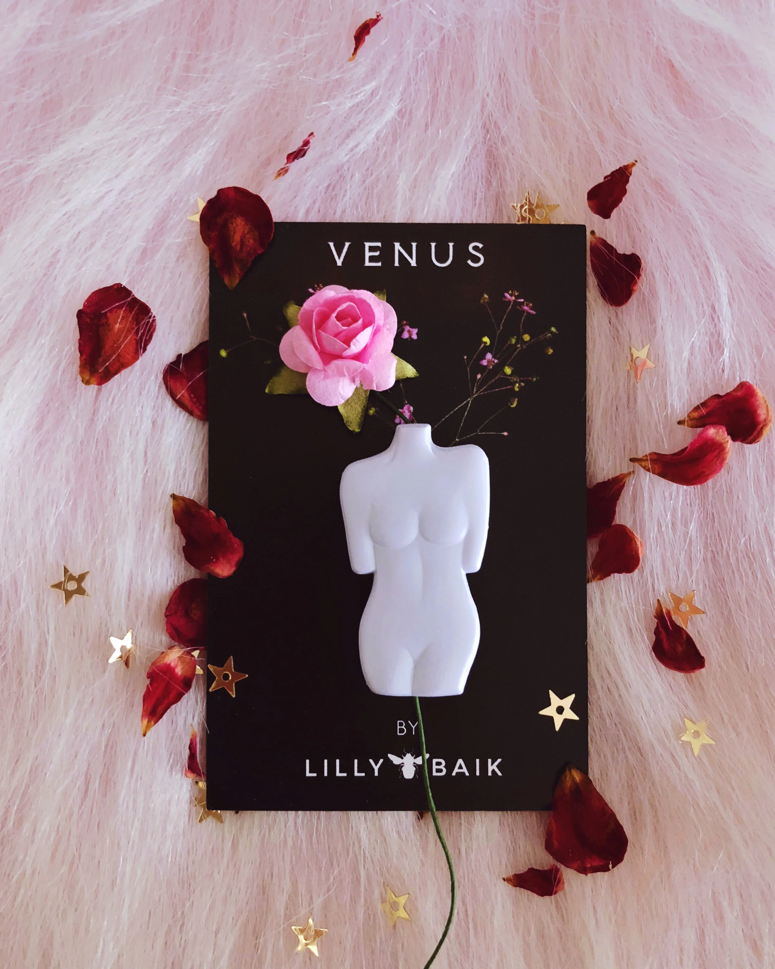 venus 3d enamel pin porcelain white female form woman body vase renaissance sculpture art lapel pin by lilly baik.