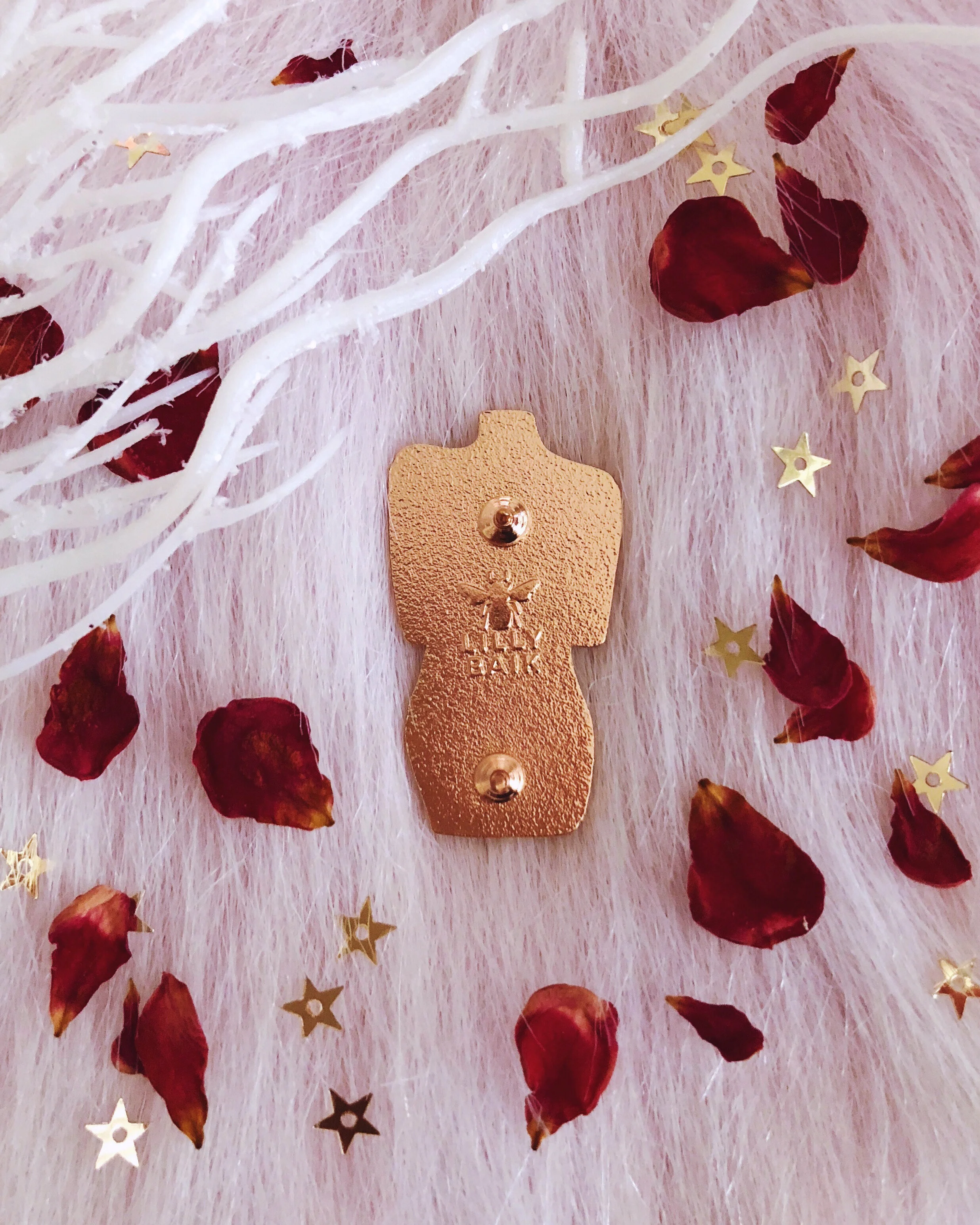 venus 3d enamel pin rose gold female form woman body vase renaissance sculpture art lapel pin by lilly baik.