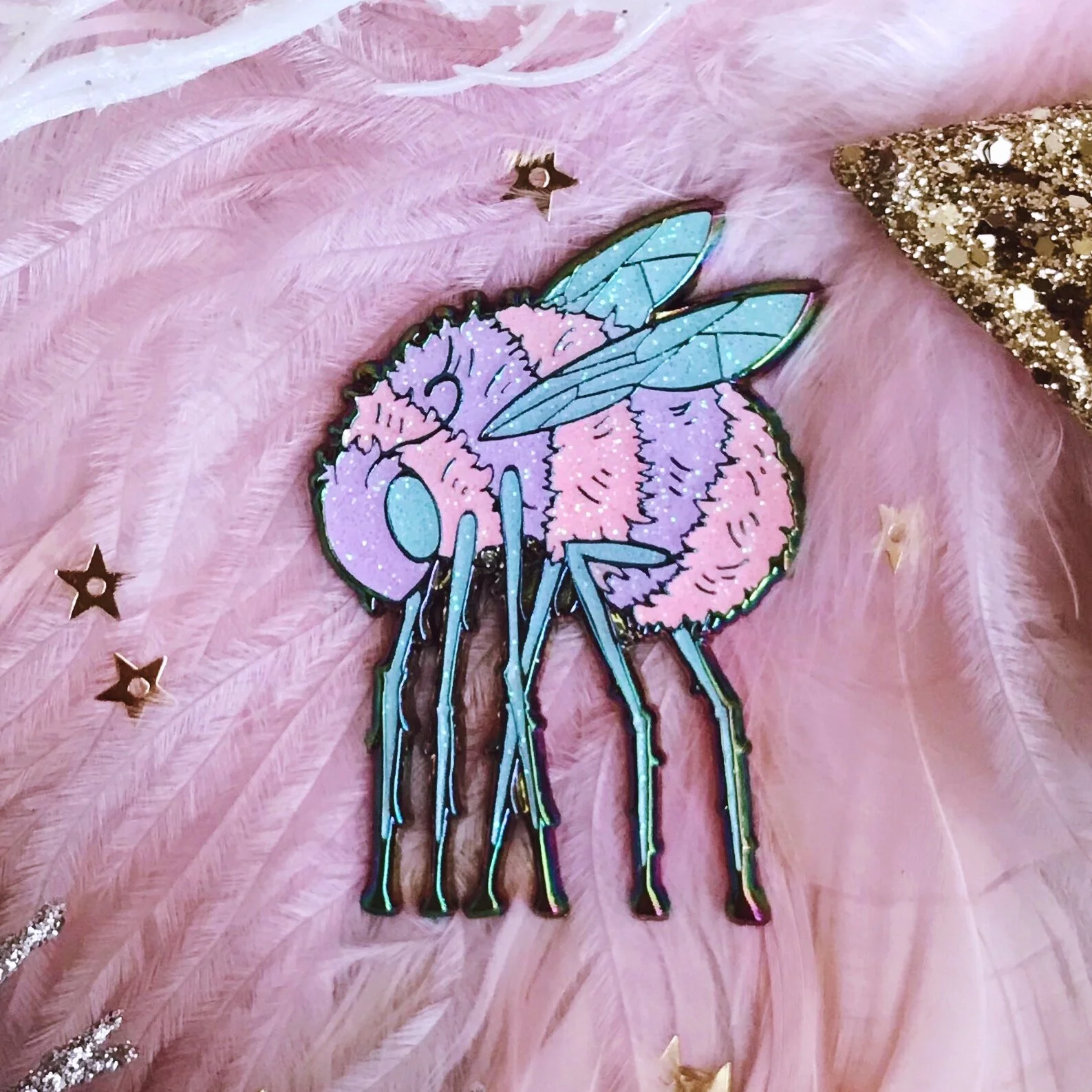 dali bee in pastel pollen soft enamel glitter pin by lilly baik.