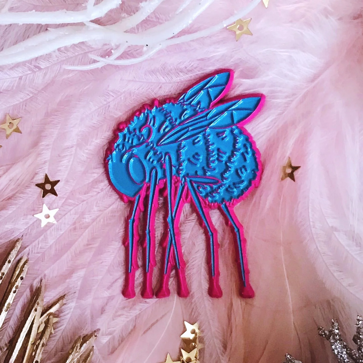 dali bee in cotton candy blue pink soft enamel animal nature cryptid pretty cute pin by lilly baik.