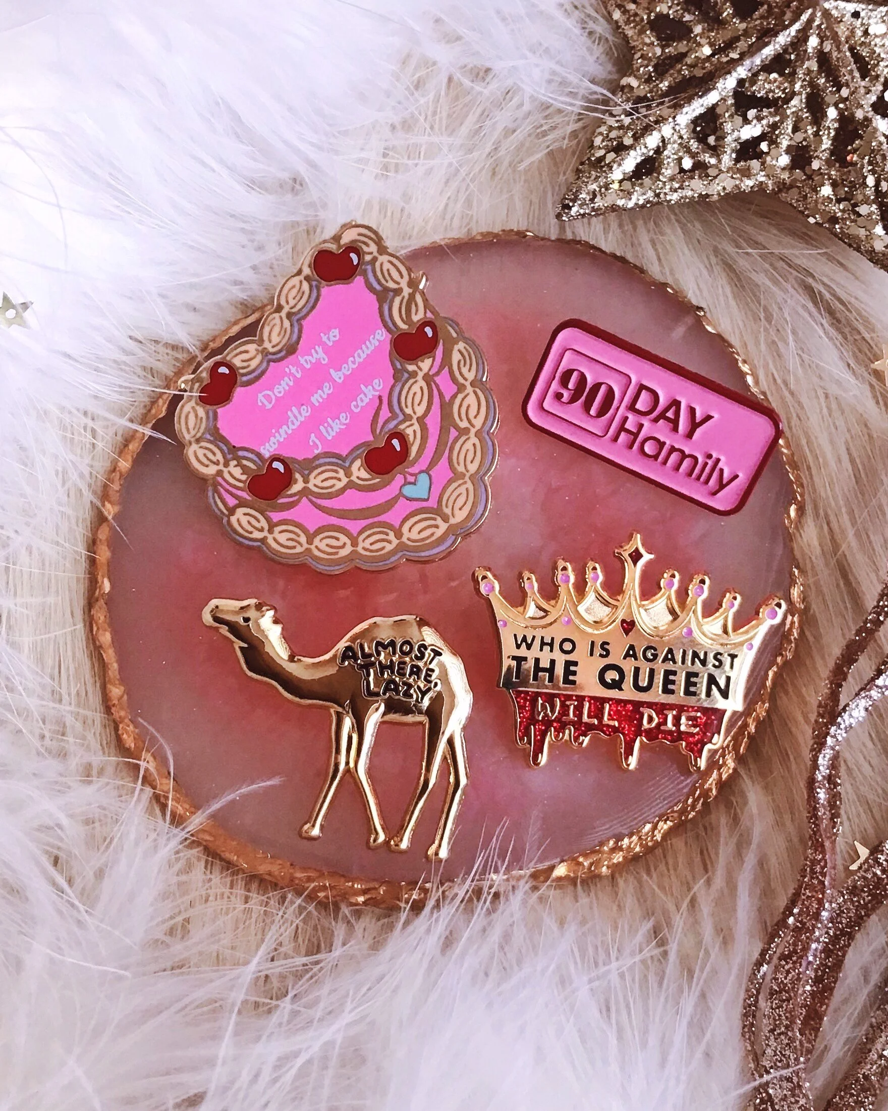 90 day hamily soft enamel pink red 90 day fiance member badge by lilly baik.