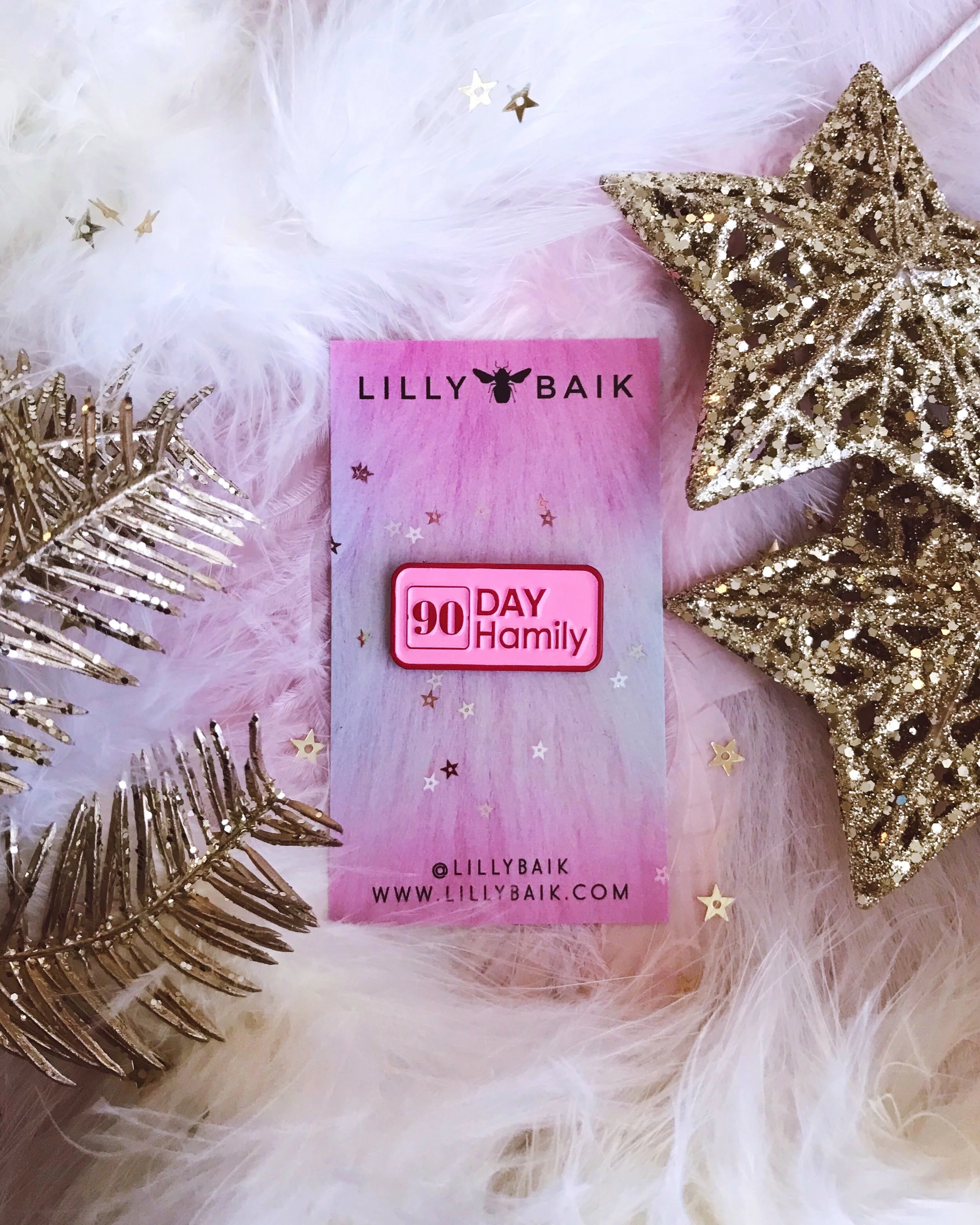 90 day hamily soft enamel pink red 90 day fiance member badge by lilly baik.