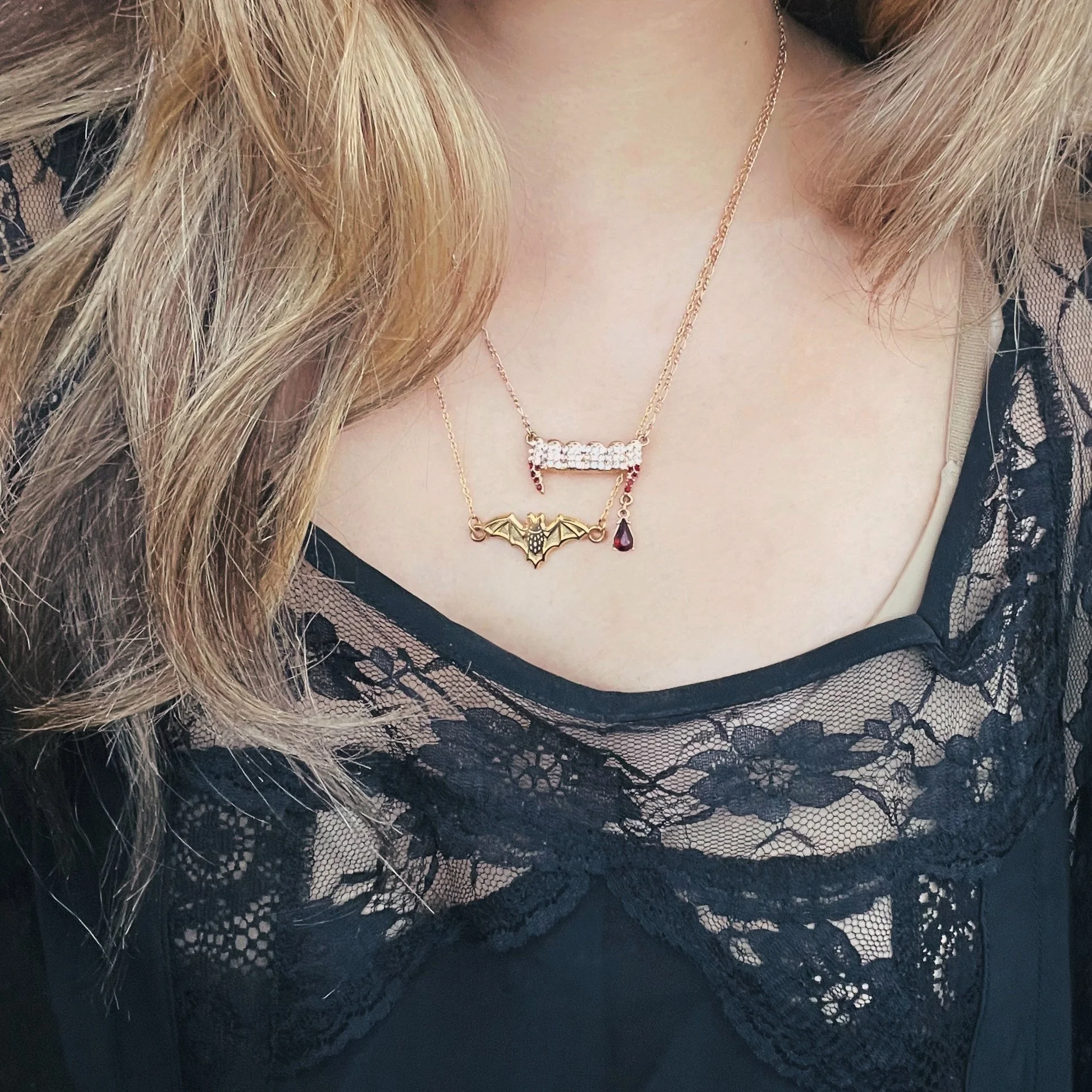 mini bat necklace worn.JPG