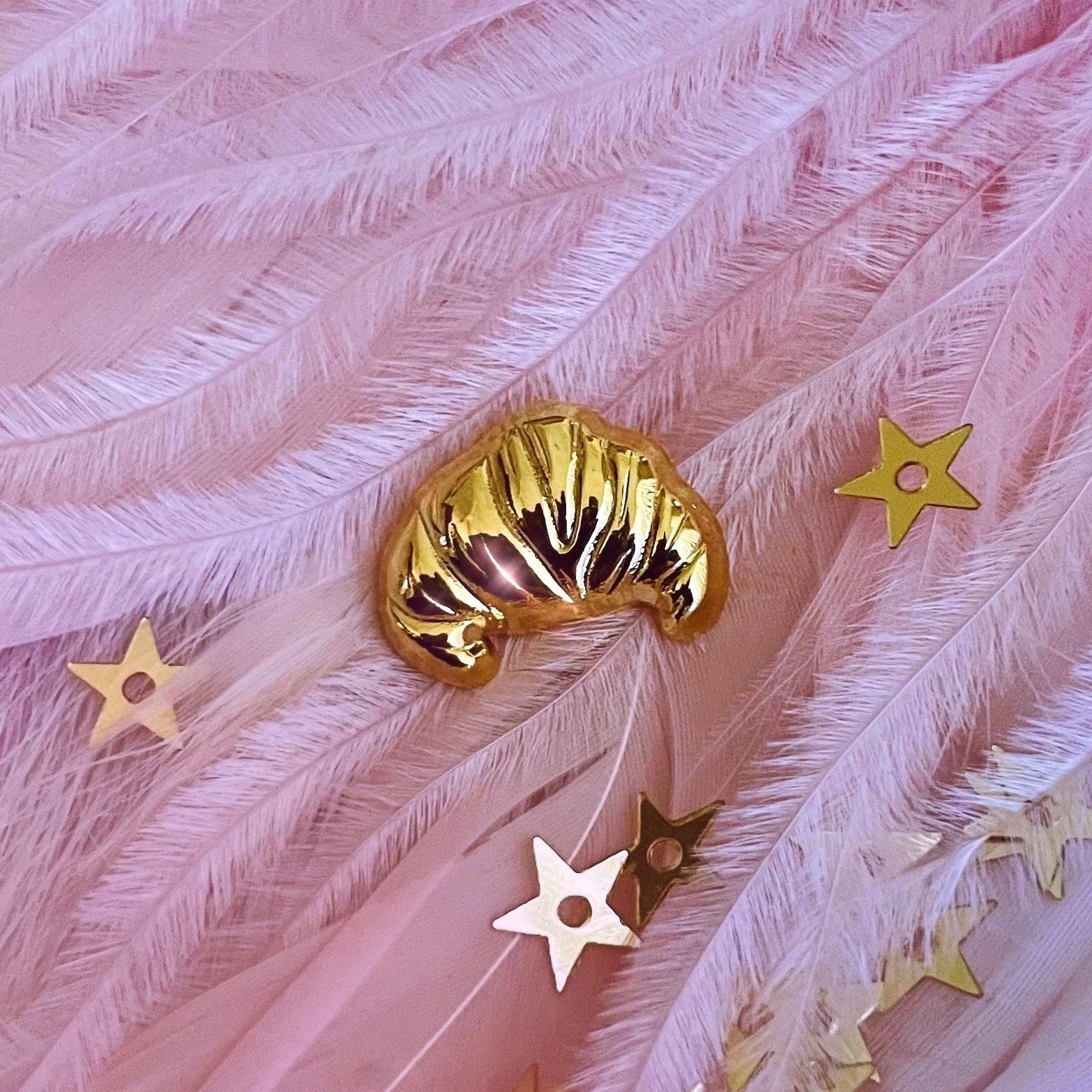 le petit croissant d'or mini tiny golden croissant 3d enamel lapel pin by lilly baik.