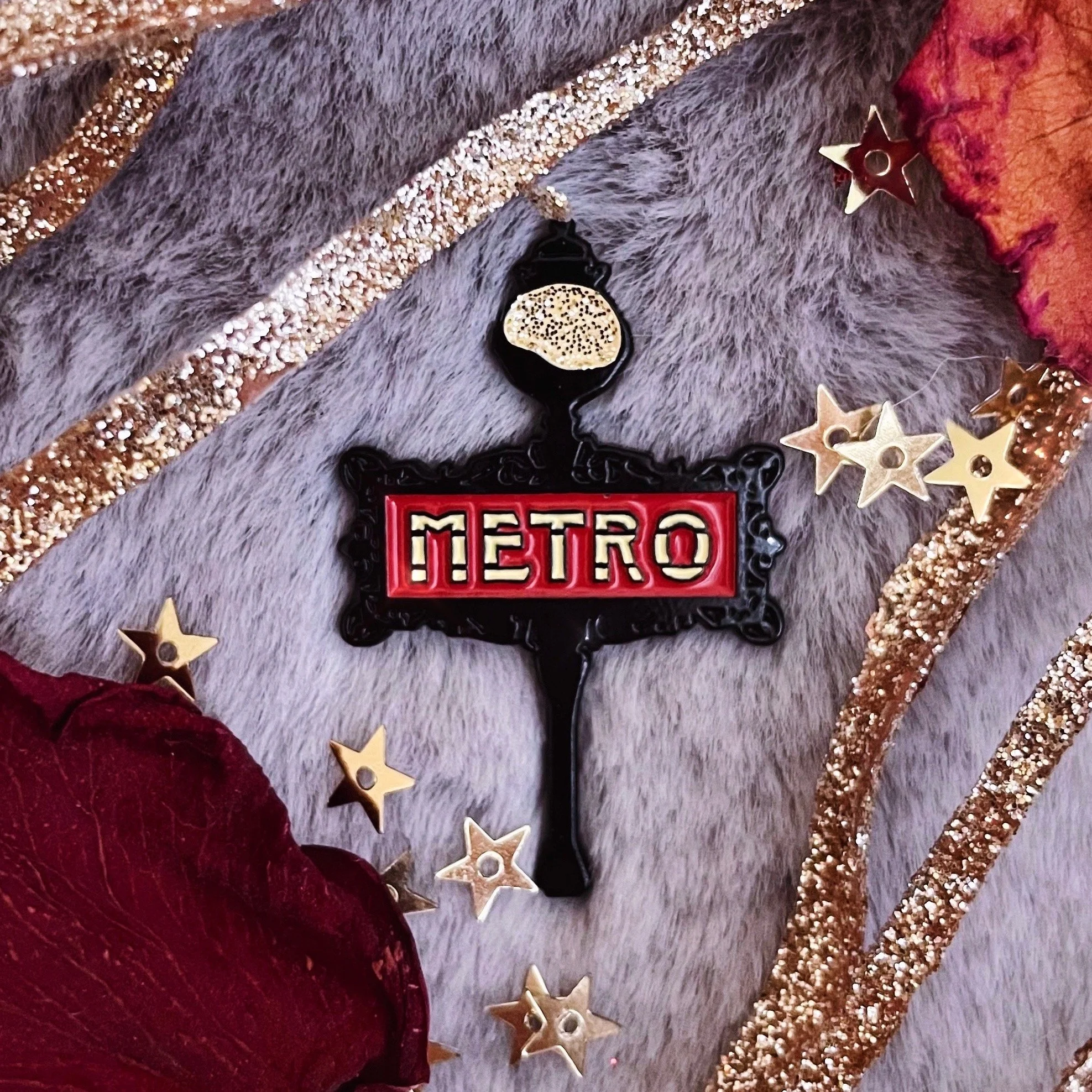 paris metro metropolitain parisian street sign soft enamel glitter pin by lilly baik.